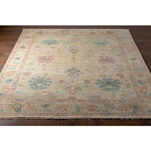 Hand-Knotted Wool Area Rug in Pink, Beige & Sage - Multiple Size Options for Living Room, Bedroom & Dining Room Decor