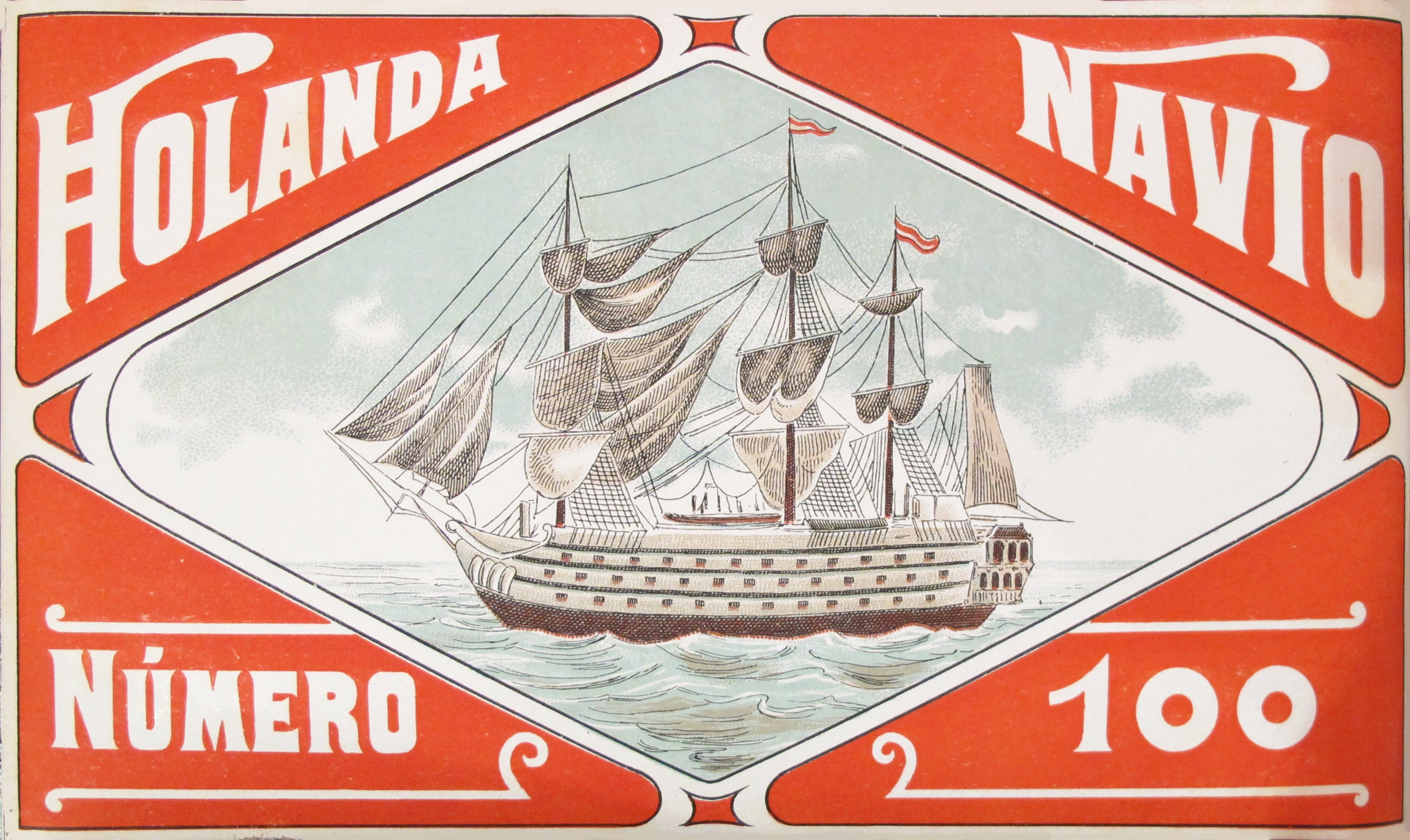 1920s Original Barcelonian Label - Vintage Holanda Navio Numero 100 Collectible - Perfect for Antique Enthusiasts & Home Decor Display