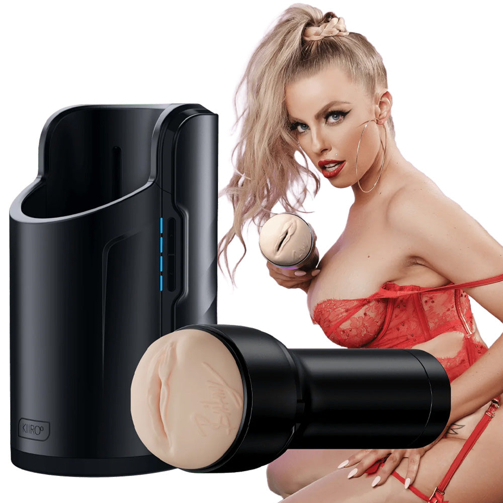 Kiiroo Keon Interactive Male Masturbator - Automatic Stroker with FeelBritney Sleeve for Realistic Pleasure | Compatible with VR & Interactive Content | Perfect for Solo Play & Long-Distance Couples