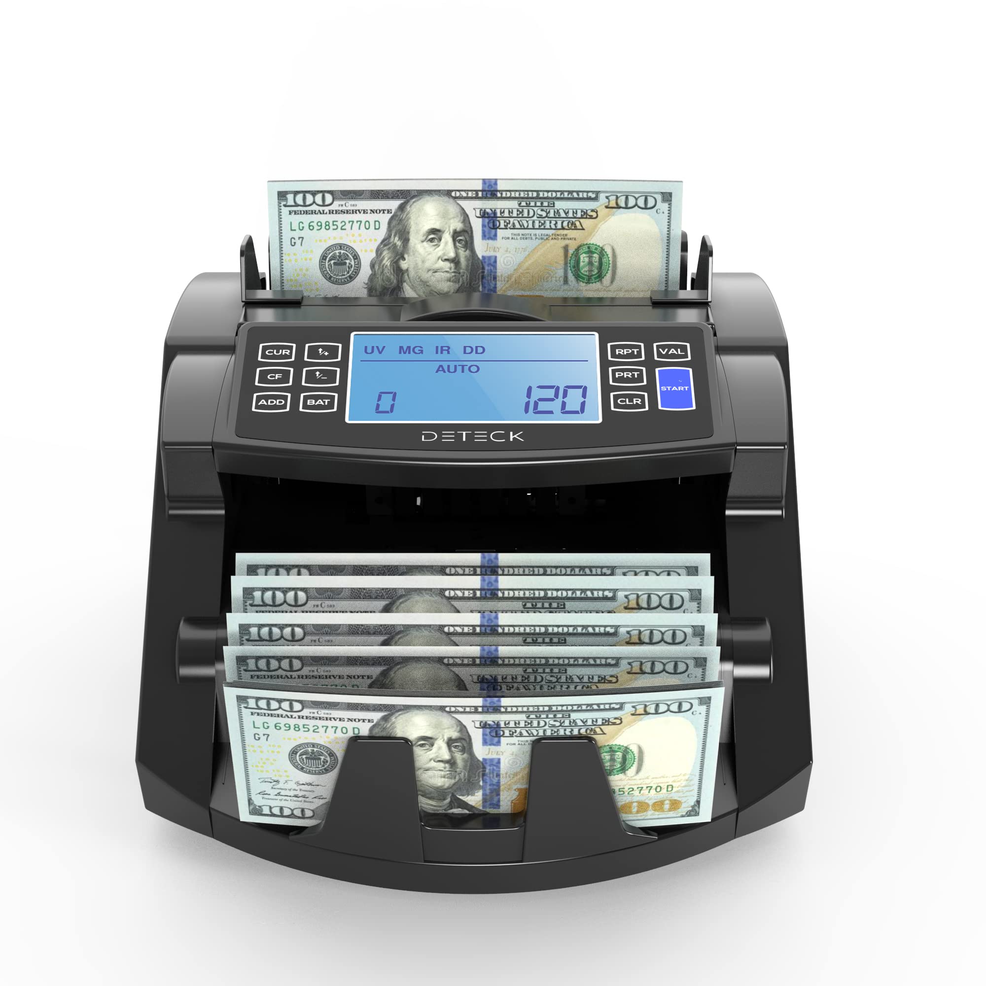 DETECK DT200 High-Speed Money Counter Machine with UV/MG/IR Counterfeit Detection - 4