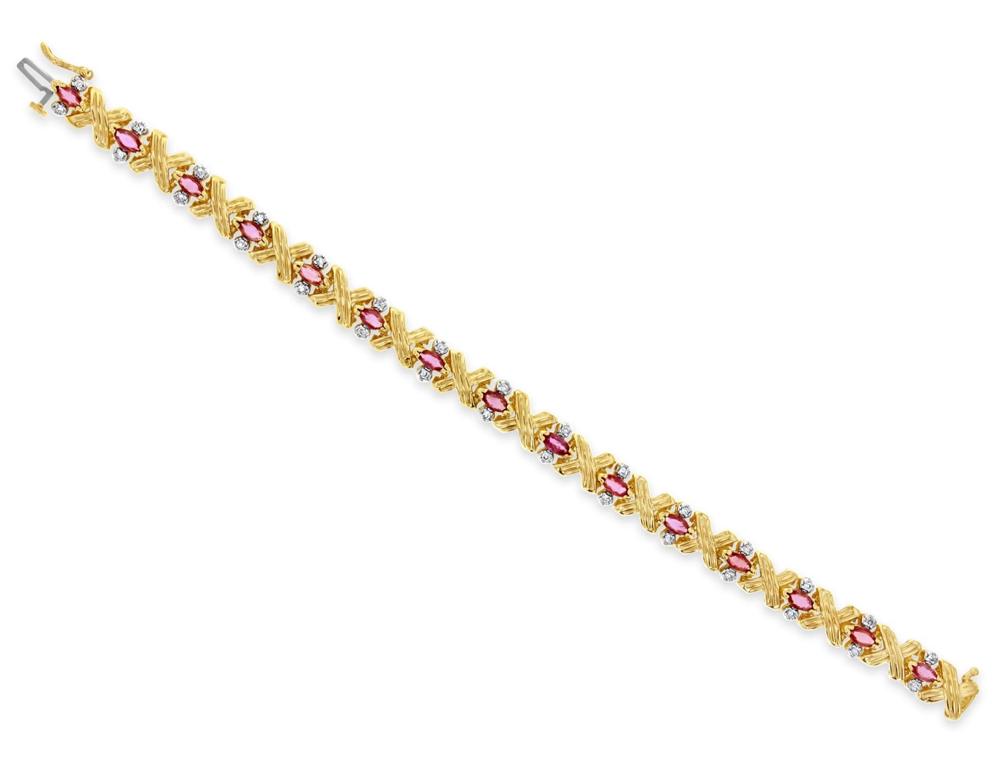 2 Carat Marquise Cut Ruby and Diamond Tennis Bracelet for Women - Elegant Jewelry Gift for Anniversary, Wedding & Special Occasions