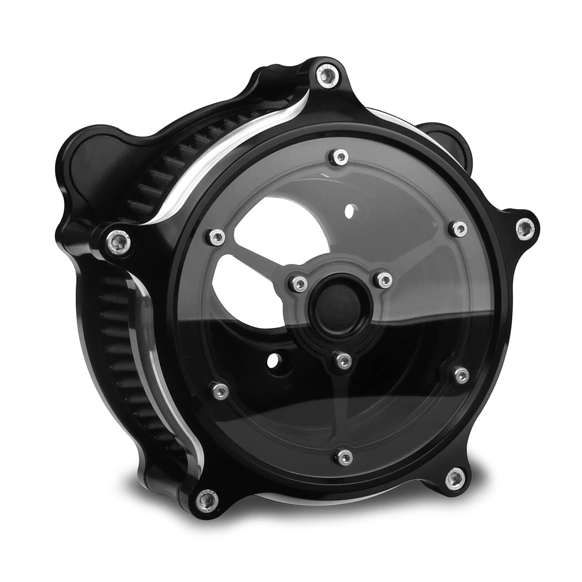 CNC Edge Cut See-Through Air Intake Filter for Harley Street Bob & FLHR (2000-2007 Models) | High-Performance Motorcycle Air Intake System for Improved Airflow & Engine Performance | Perfect for Harley Touring Bikes & Custom Builds