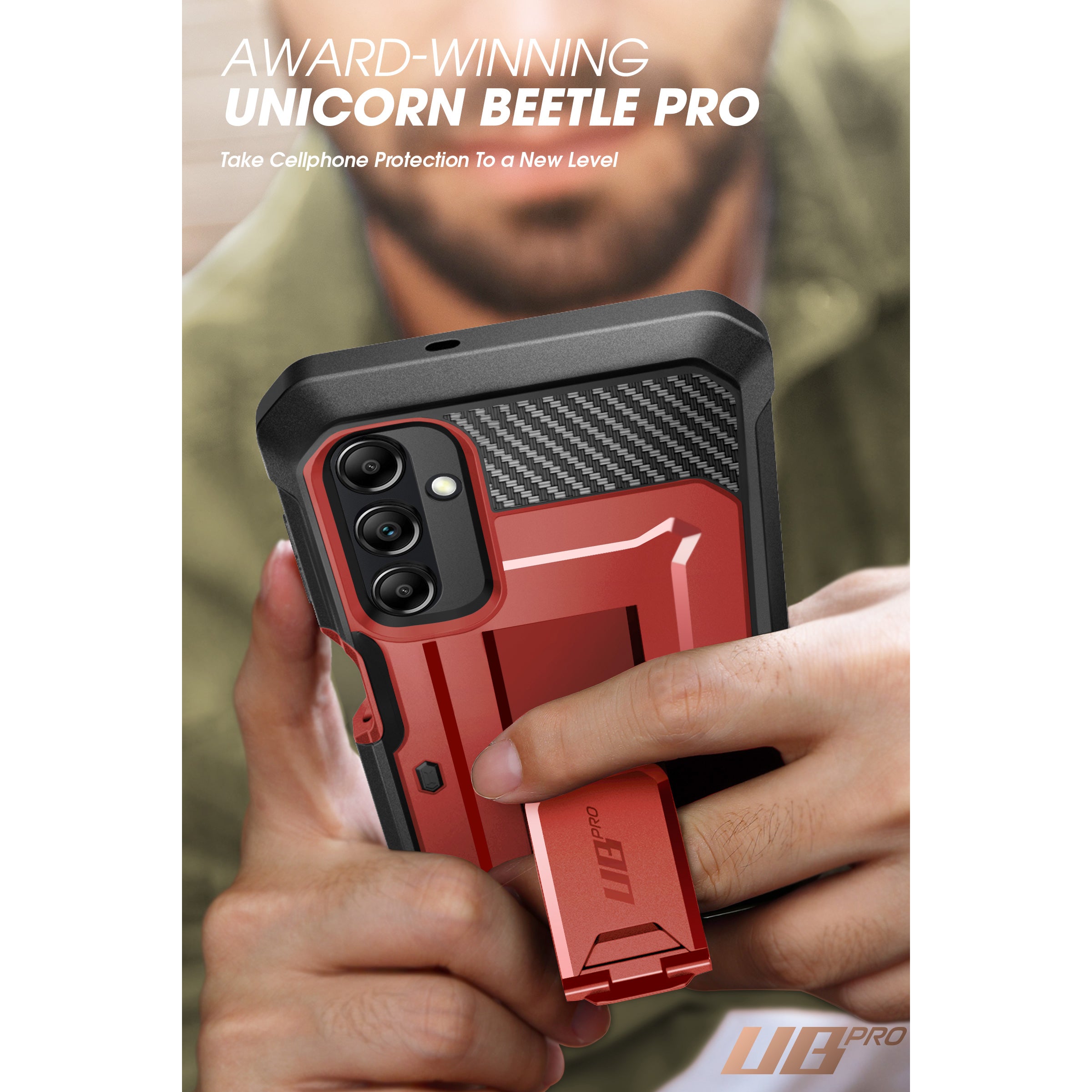 Samsung Galaxy A14 Unicorn Beetle Pro Rugged Case with Holster - Shockproof, Military-Grade Protection in Metallic Red | Perfect for Outdoor Adventures, Construction Work & Extreme Sports