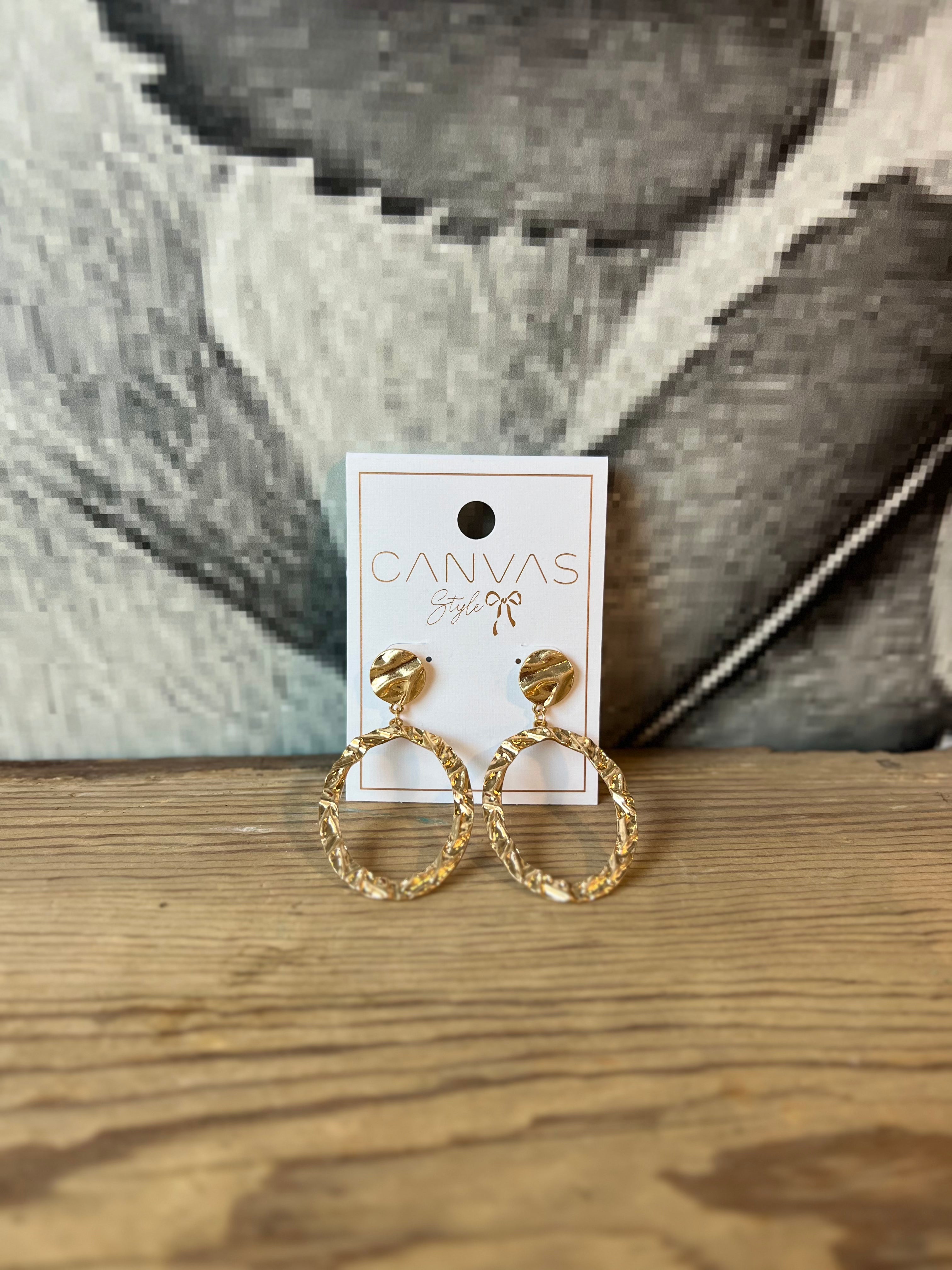 Canvas Sienna Fluted Statement Earrings in Worn Gold - Elegant Boho Jewelry for Women, Perfect for Weddings, Parties & Everyday Wear