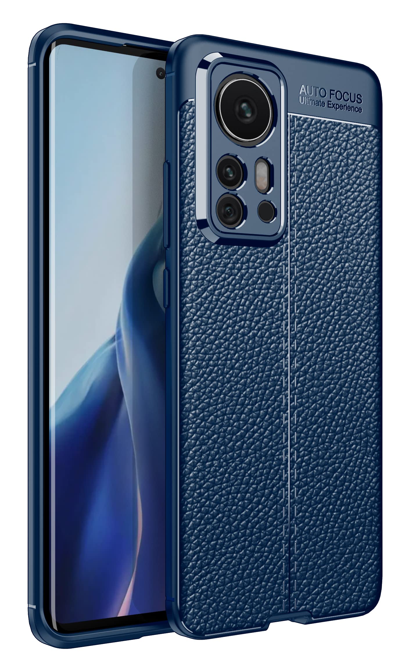 Xiaomi Mi 12 Pro Case (2022) - Premium Carbon Fiber Texture Shockproof & Scratch-Resistant Protective Cover | Leather Blue | Perfect for Daily Use, Travel & Work Protection