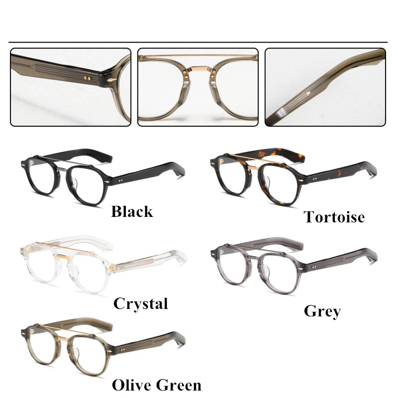 Stylish Unisex Black Acetate Eyeglasses with Double Bridge - Oval Full Rim Frame 63468 | Perfect for Work, Reading & Fashion Accessories