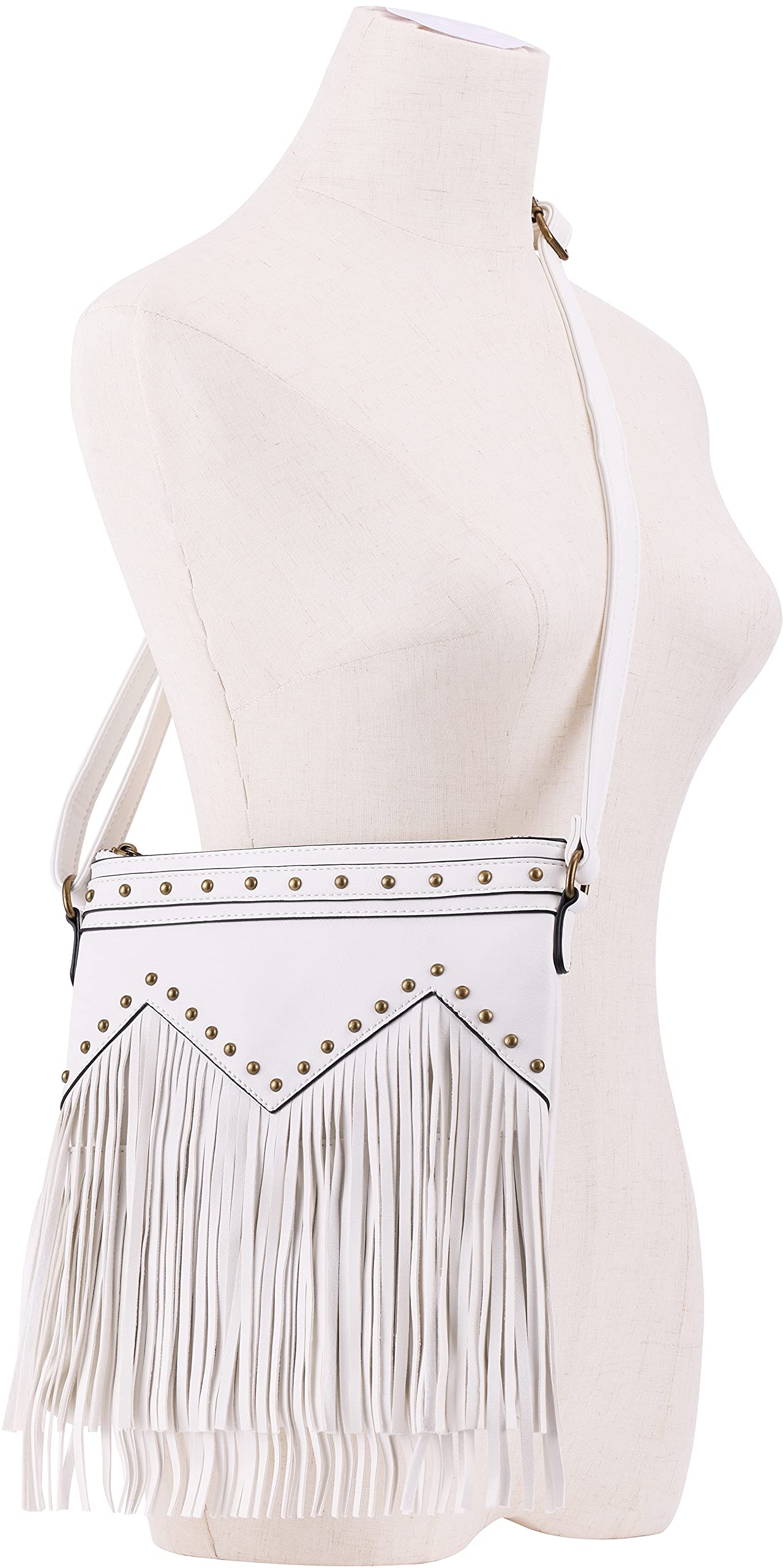 Vegan Fringed Crossbody Bag with Studs - Stylish Boho Purse for Women | Perfect for Casual Outings, Music Festivals & Everyday Use