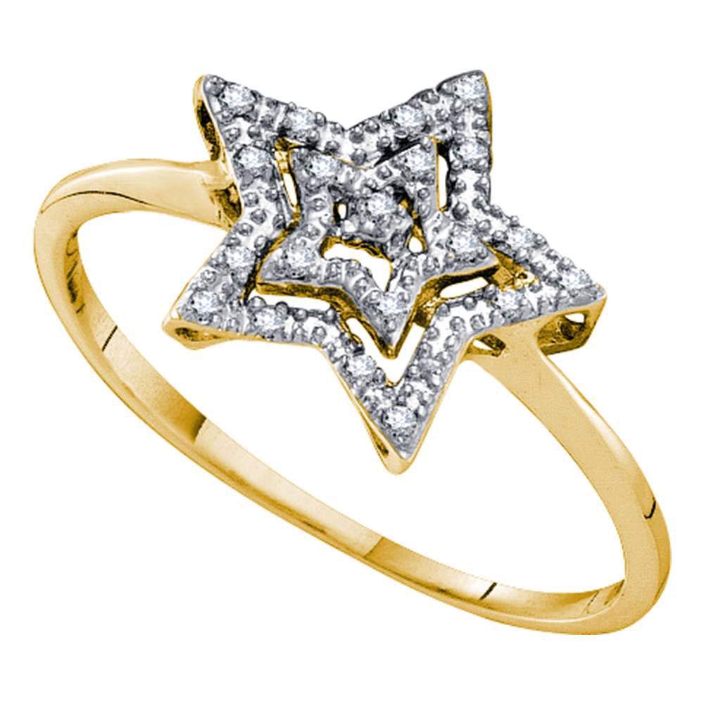 Dazzlingrock Collection 10K Yellow Gold Women's Round Diamond Star Ring 1/20 CTW - Elegant Jewelry Gift for Her, Perfect for Anniversary, Birthday & Special Occasions