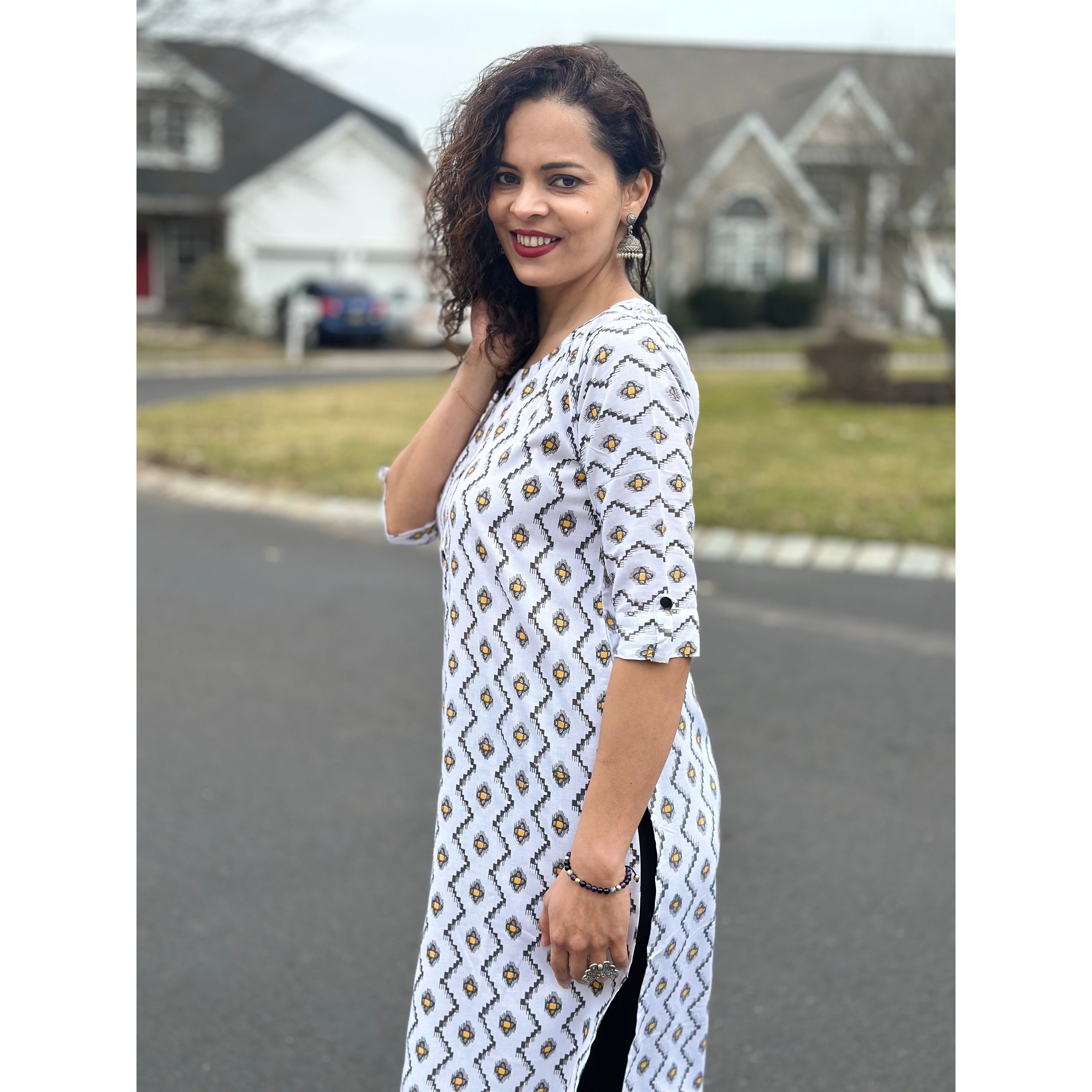 White Printed Kurta for Women | Khushboo Collection | Elegant Ethnic Wear for Festivals, Weddings & Casual Outfits