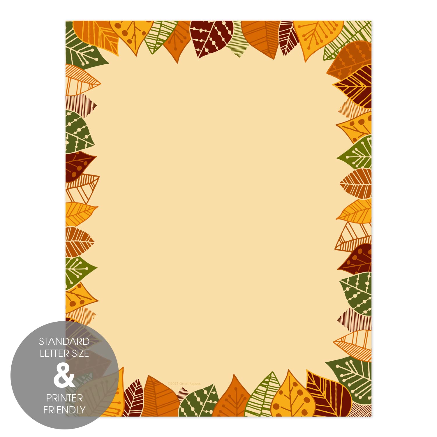 50 Sheets Thanksgiving Leaf Border Letterhead - 8.5
