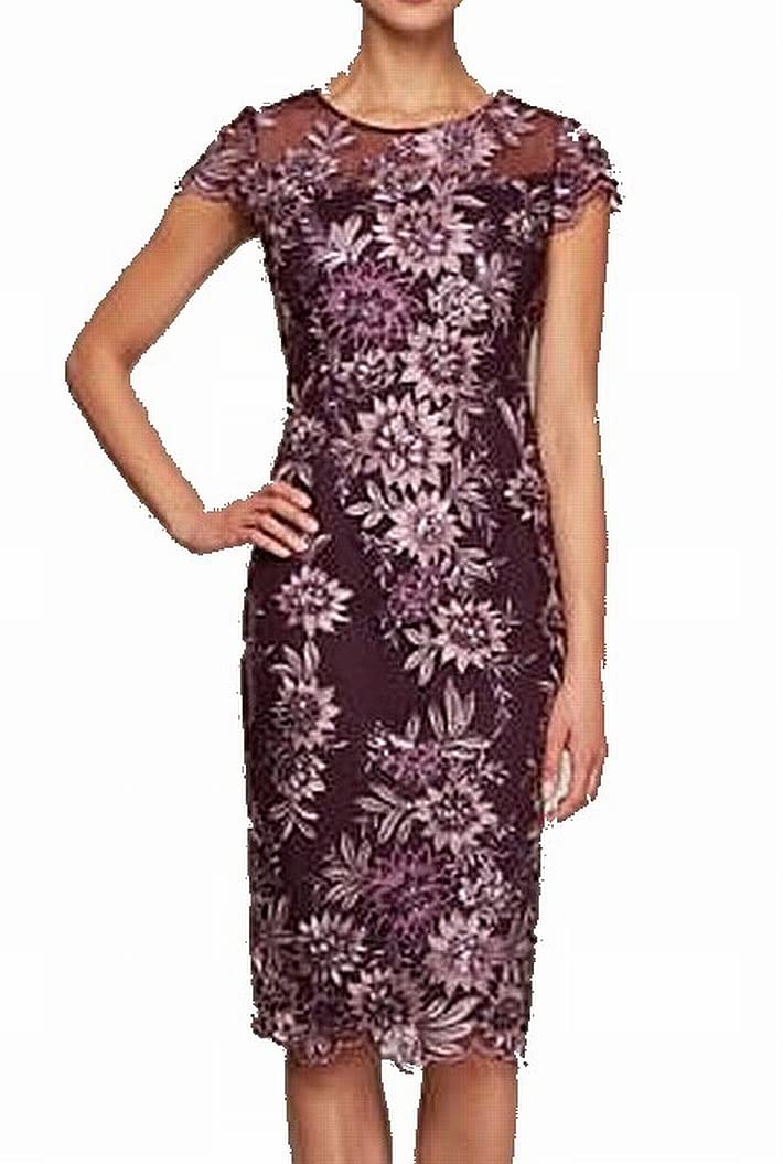 Alex Evenings Women's Short Floral Embroidered Cocktail Dress - Elegant Wedding Guest & Formal Gown for Special Occasions (Petite/Regular Sizes) | Perfect for Bridal Showers, Evening Parties & Holiday Events