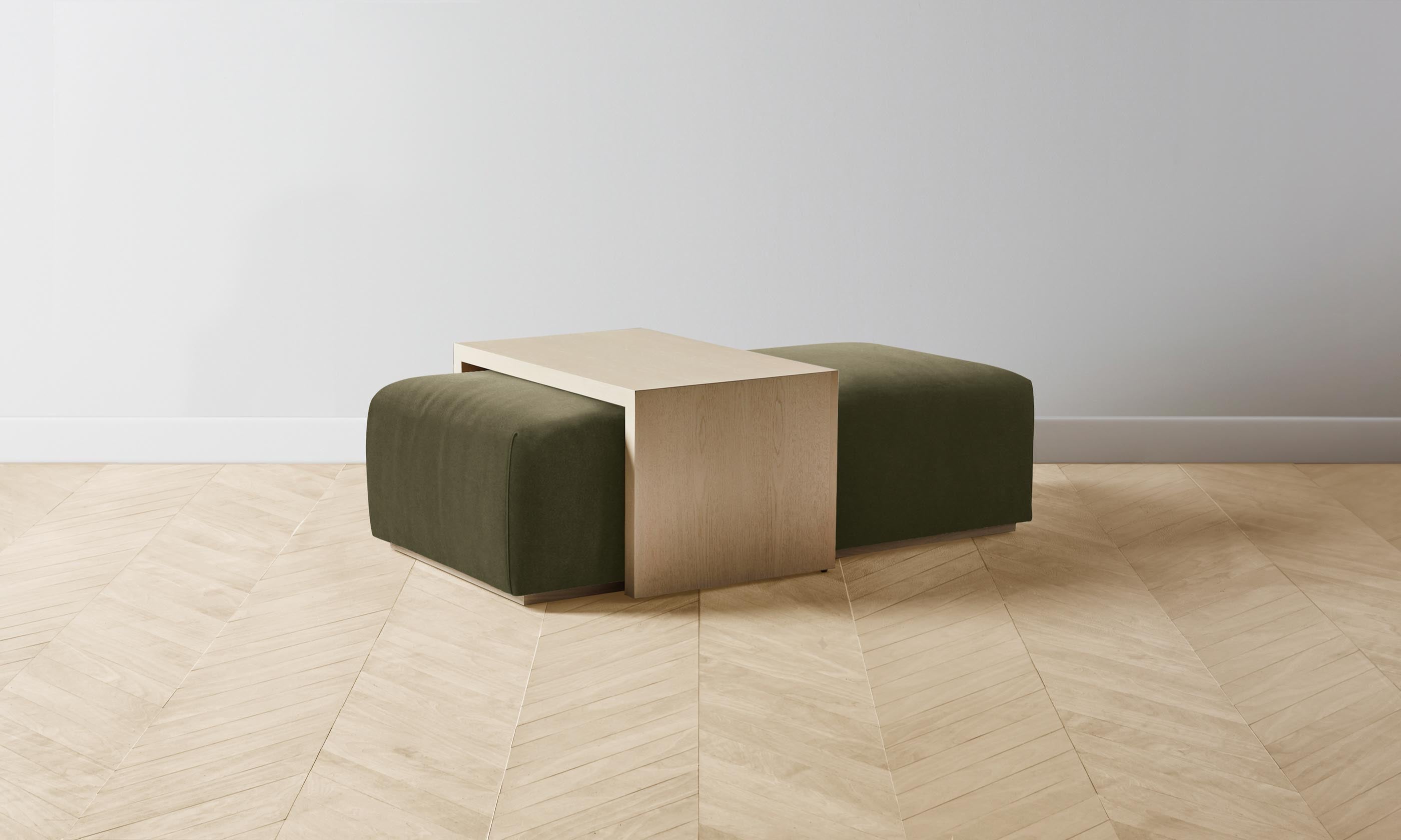 The Bowery Ottoman - Luxurious Mohair Moss Upholstered Footstool for Living Room, Bedroom & Lounge | Perfect for Relaxing, Reading & Decor