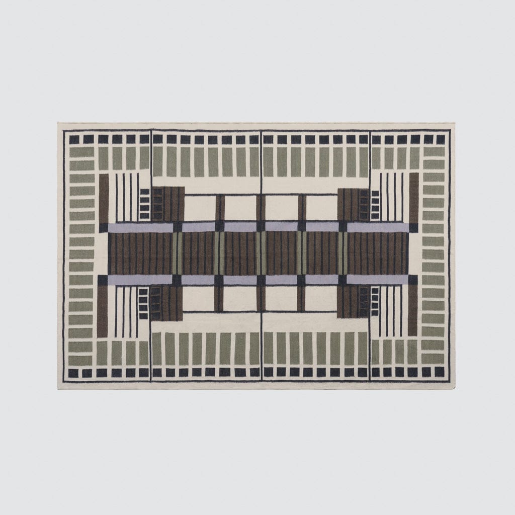 Handwoven Amman Area Rug in Olive Green - Perfect for Living Room, Bedroom, or Office Decor