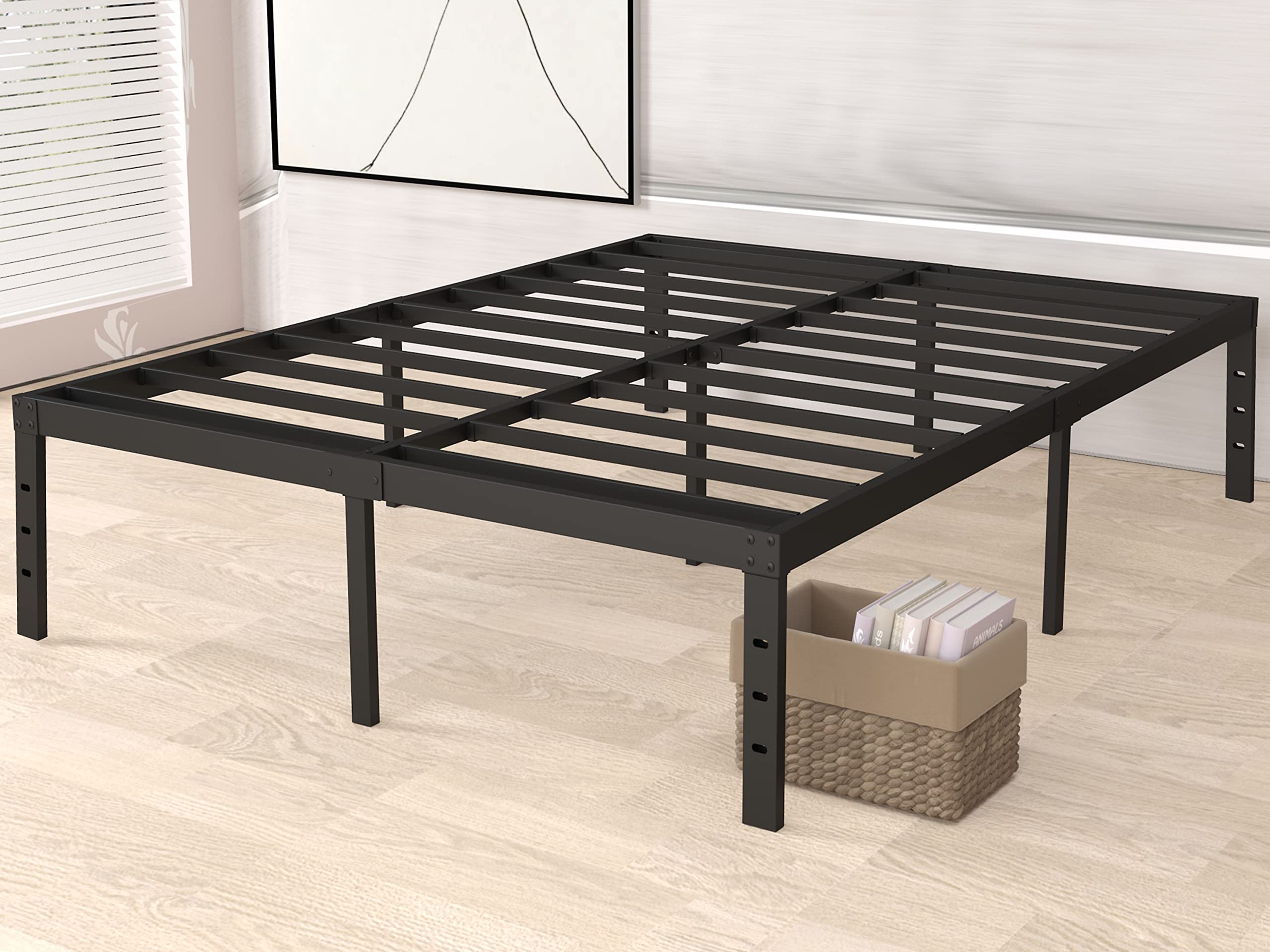 18 Inch King Size Metal Bed Frame - Heavy Duty Platform Bed with No Box Spring Needed, Easy Assembly, Noise Free - Perfect for Master Bedroom, Guest Room, or Dorm