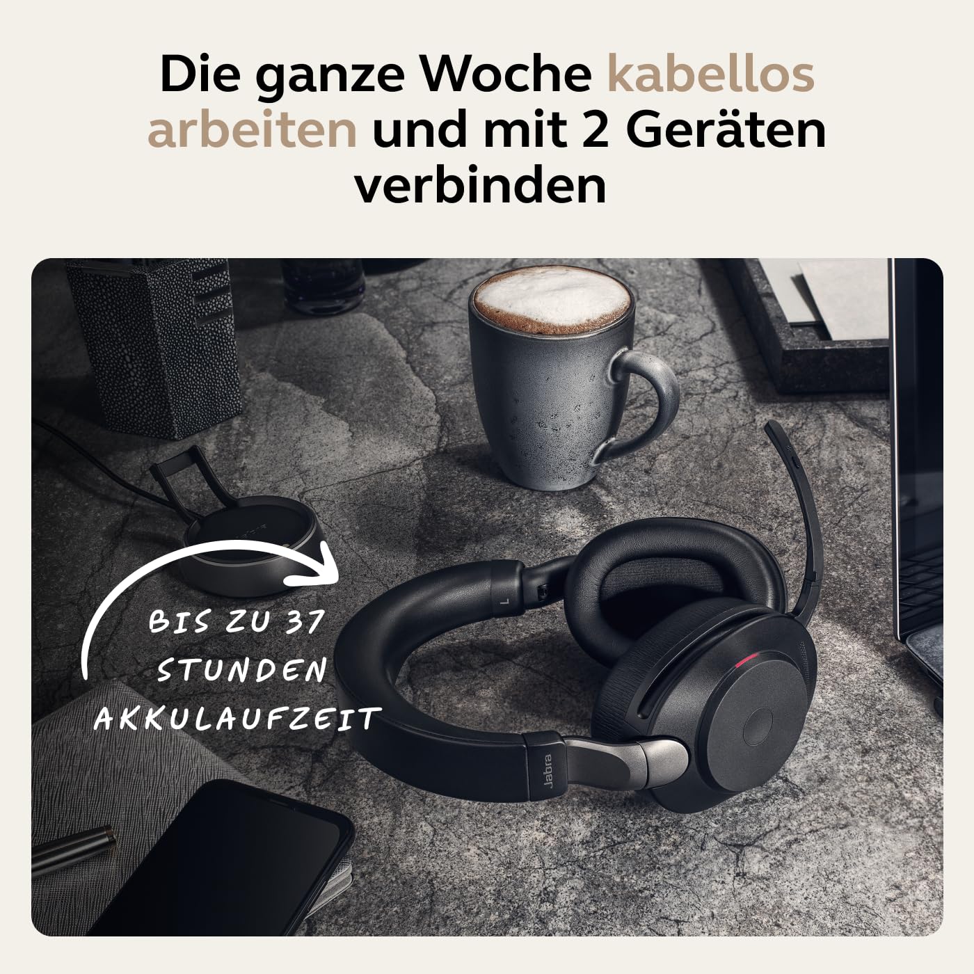 Jabra Evolve2 85 Wireless PC Headset with Active Noise Cancelling – UC Certified Stereo Headphones for Office & Remote Work – 37-Hour Battery Life – Includes USB-A Bluetooth Adapter – Black – Perfect for Video Calls, Online Meetings & Focused Work Sessions