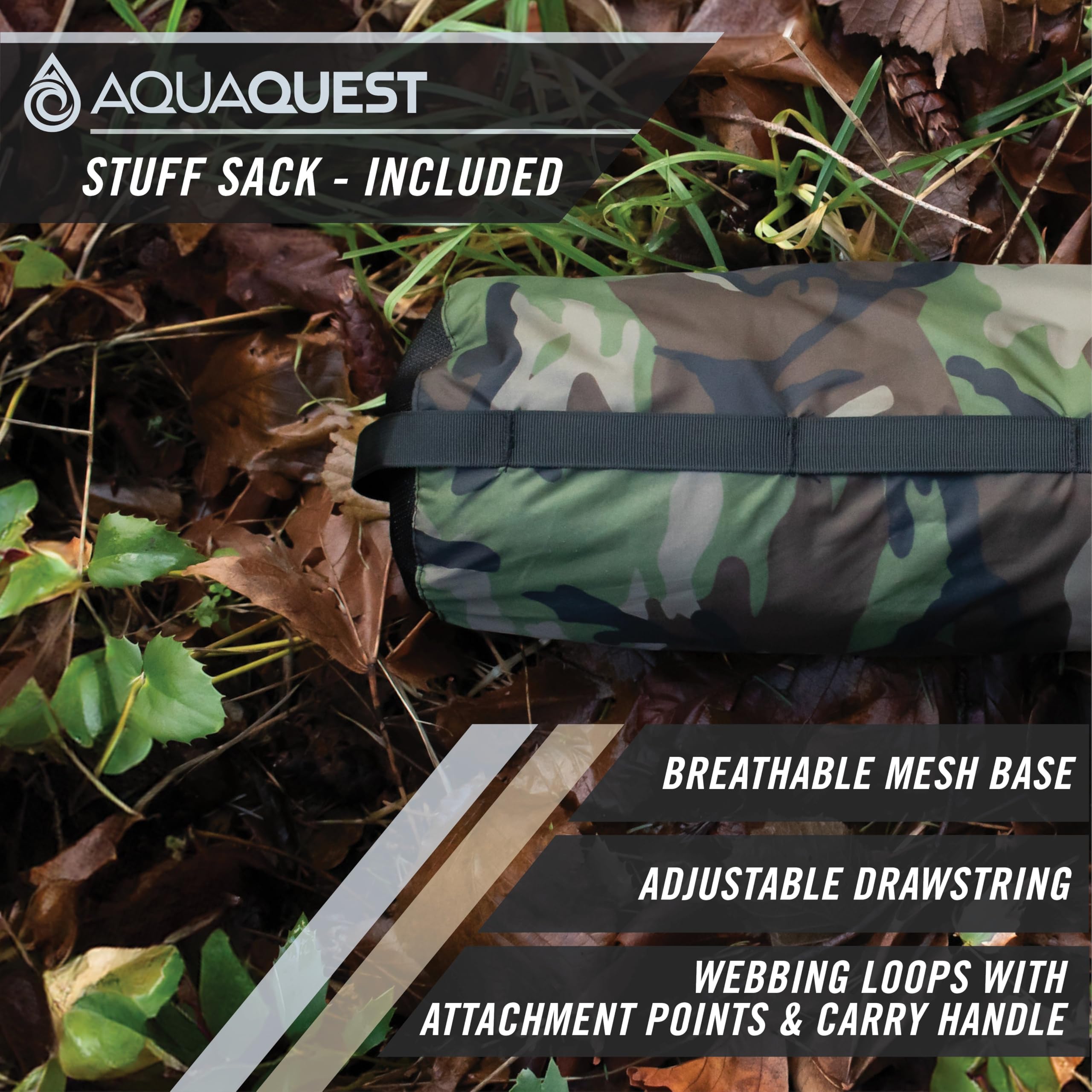 AquaQuest Defender Heavy Duty Waterproof Camping Tarp - All-Weather Tent Shelter & Rain Fly for Hiking, Bushcraft, Hammock - Perfect for Outdoor Adventures, Emergency Shelter & Backpacking Gear