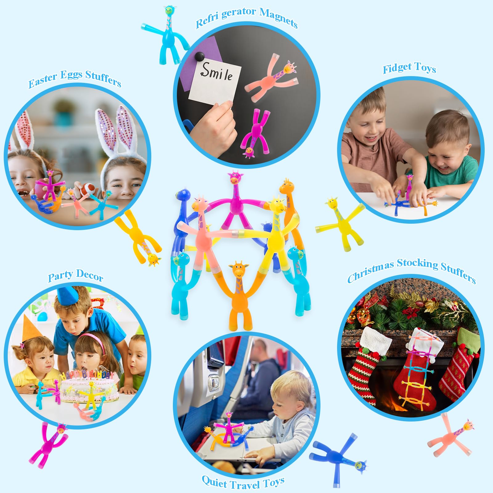 12 PCS Magnetic Fidget Toys for Kids & Adults - Humanoid Magnet People Set, Stress Relief Sensory Toys for Office, Classroom, Travel & Home - Fun Educational Giraffe Fridge Magnets (Opaque Style) - Perfect for ADHD, Anxiety Relief & Focus Improvement