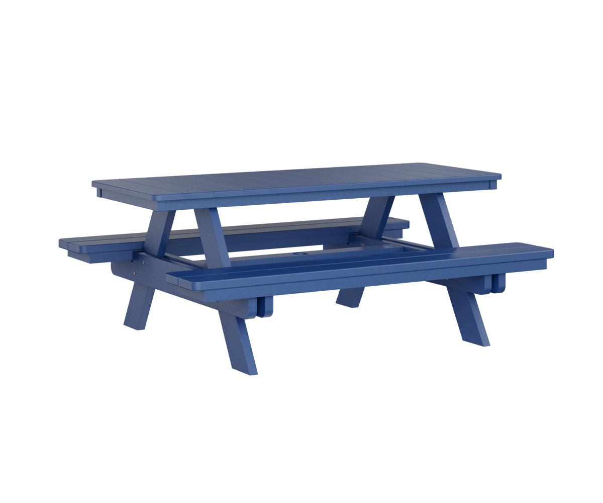 Berlin Gardens Rectangular Picnic Table - Outdoor Dining Set for Patio, Backyard, and Park - Heavy Duty Weather-Resistant Wooden Picnic Bench with Umbrella Hole