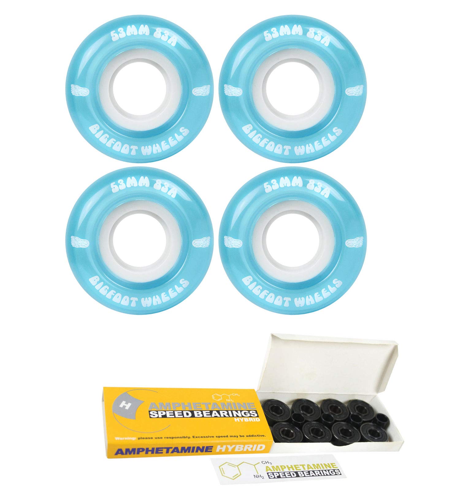 Bigfoot 83A Soft Skateboard Wheels - Smooth Street Cruiser & Filmer Wheels with Ceramic Bearings for Urban Commuting & Skateboard Videography