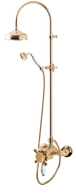 Kensington Retro Thermostatic Shower Set with Brass Finish - Perfect for Vintage Bathroom Decor & Spa-Like Experience