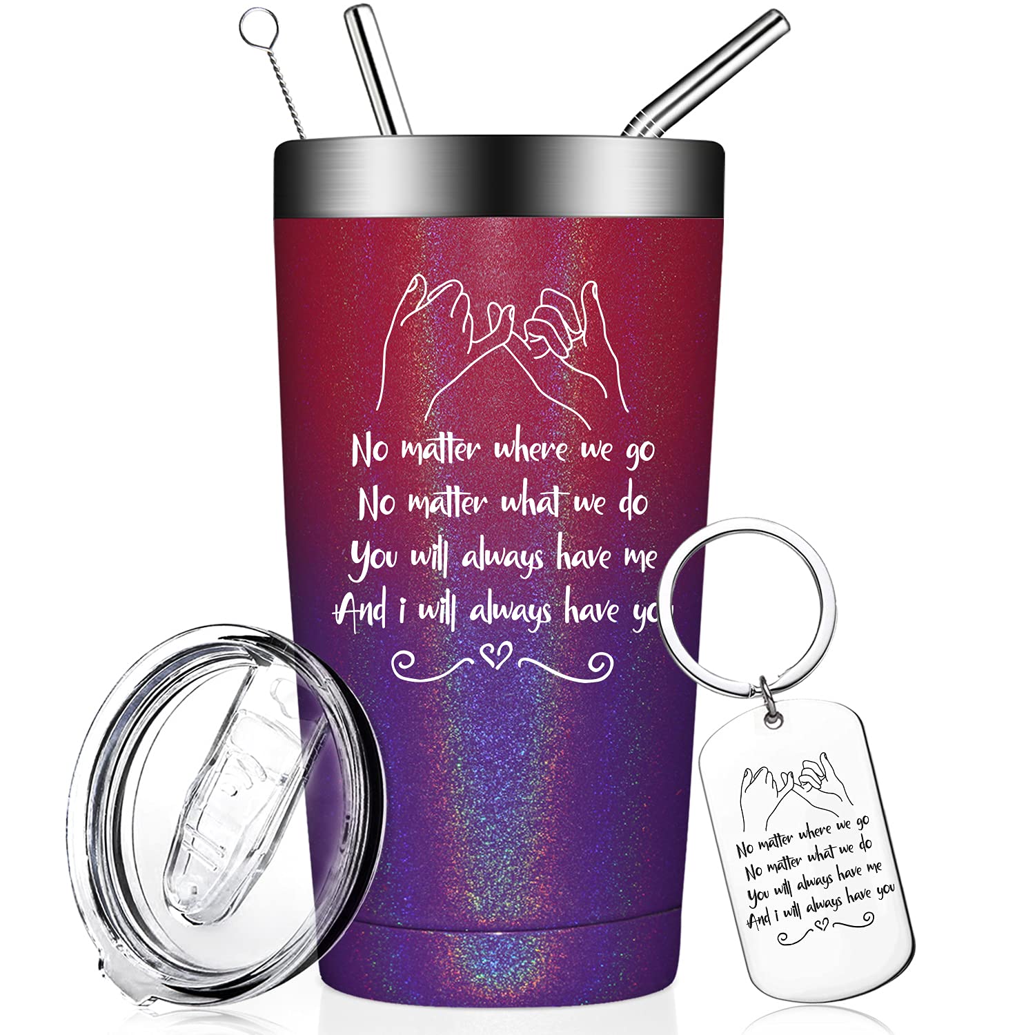 Best Friend Tumbler Cup for Women - Insulated Stainless Steel Travel Mug with Lid - Perfect Birthday Gift for Sister, BFF, Bestie, Female Friends & Roommates - Great for Coffee, Tea & Cold Drinks at Work, Gym or Travel