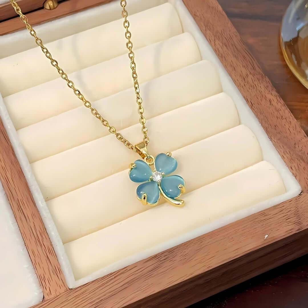 Lucky Titanium Four Leaf Clover Pendant Necklace for Women | HN2130 | Elegant Jewelry Gift for Birthday, Anniversary & St. Patrick's Day