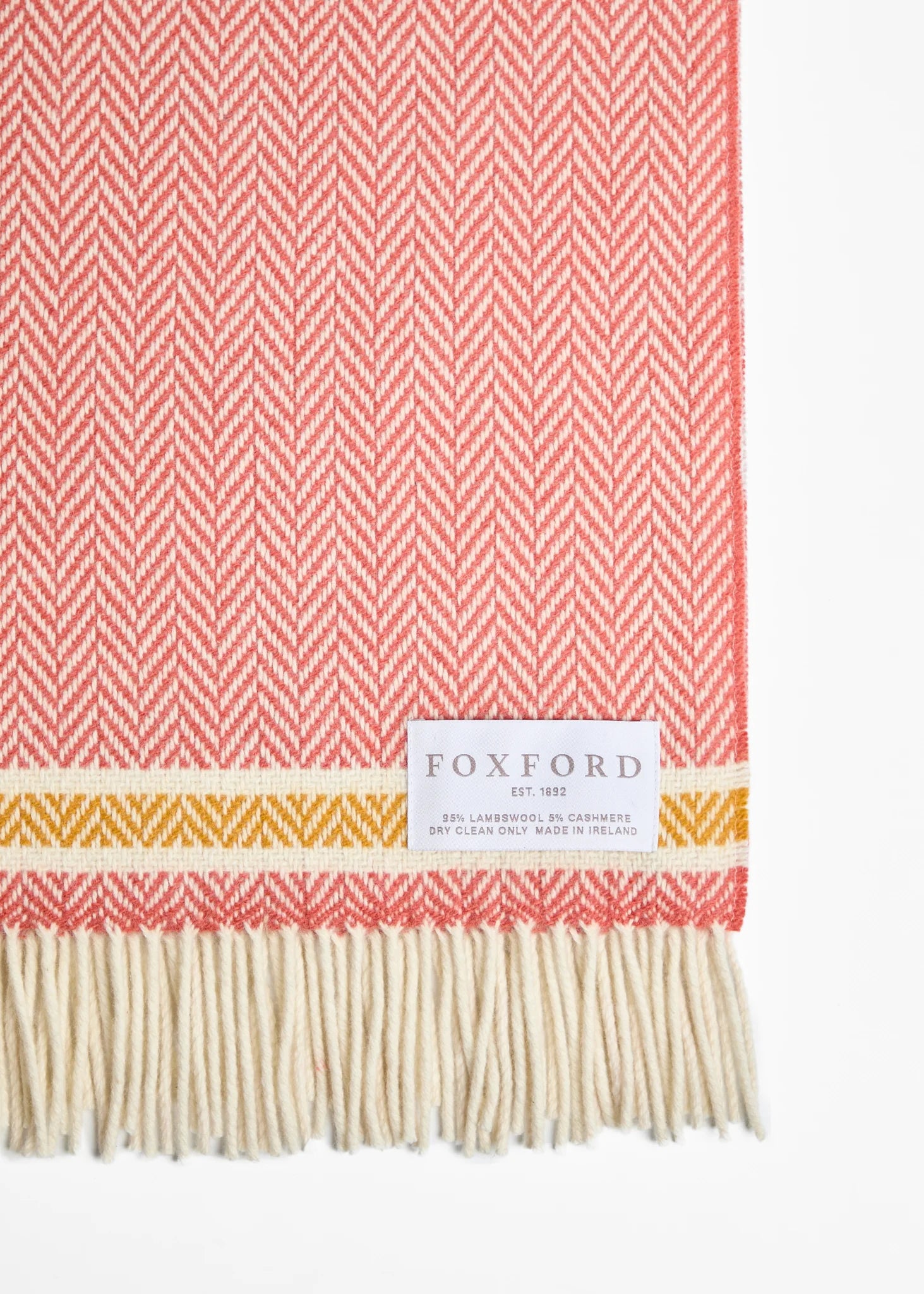 Luxury Foxford Cashmere and Lambswool Throw Blanket - Soft & Warm Inishcrone Design for Bed, Sofa & Travel - Perfect for Cozy Nights, Home Decor & Gifts