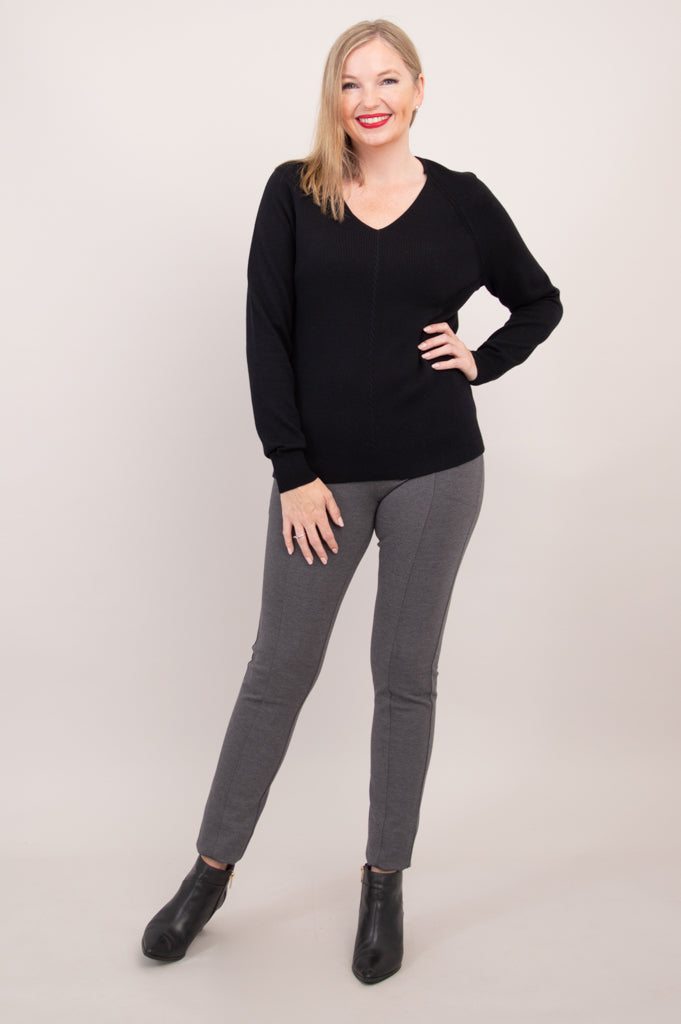 Claudia Women's Cotton Sweater - Soft & Comfortable Black Pullover for Casual Wear & Layering