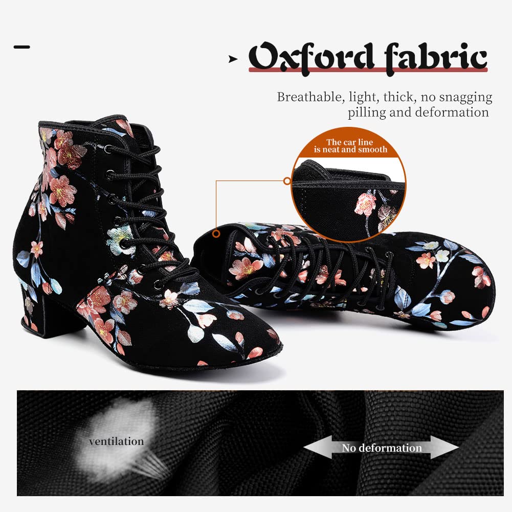 Best Women's Latin Dance Shoes for Salsa & Ballroom - AOQUNFS Lace-Up Practice Shoes (Model GB-YH) - Perfect for Dance Classes, Performances & Social Dancing
