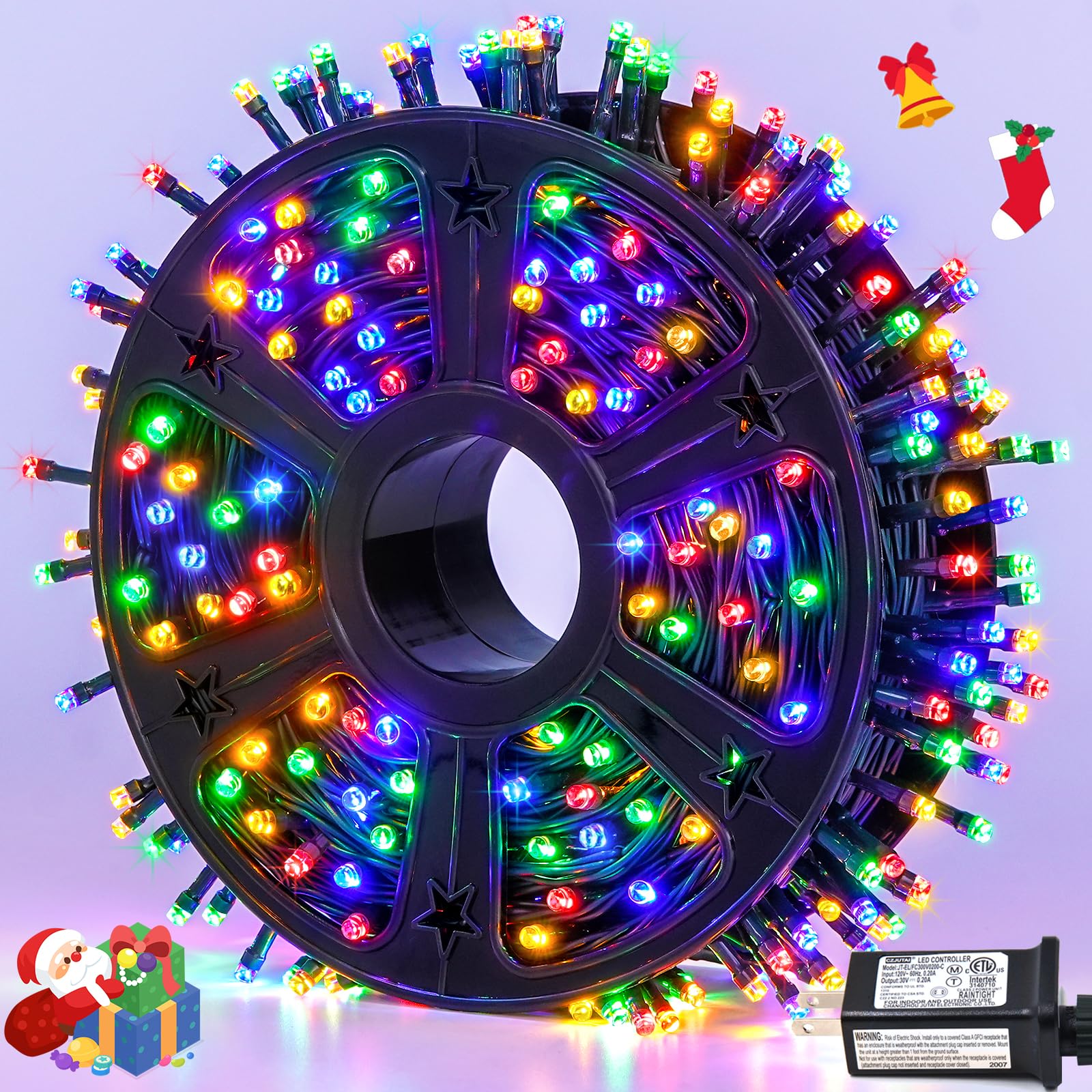 JMEXSUSS 500 LED Christmas String Lights Outdoor - 173ft Waterproof Multicolor Holiday Lights with 8 Lighting Modes, Green Wire Plug-in Christmas Tree Lights for Indoor/Outdoor Xmas Decor - Perfect for Home, Garden, Party, and Holiday Decoration