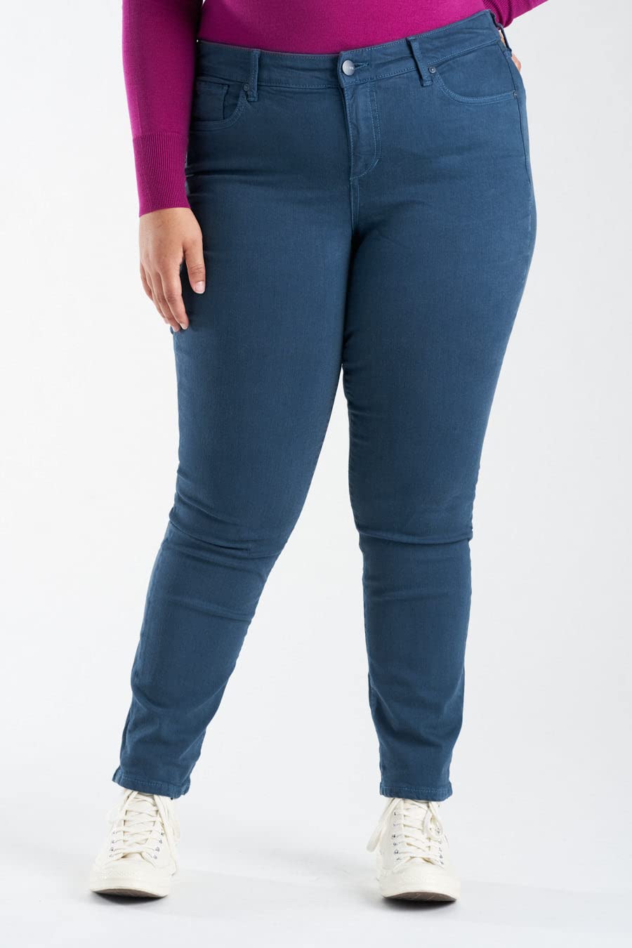 Slink Women's Plus Size Stretch Mid Rise Slim Jeans - Comfortable & Flattering Fit for Curvy Women | Perfect for Casual Wear, Office & Date Nights