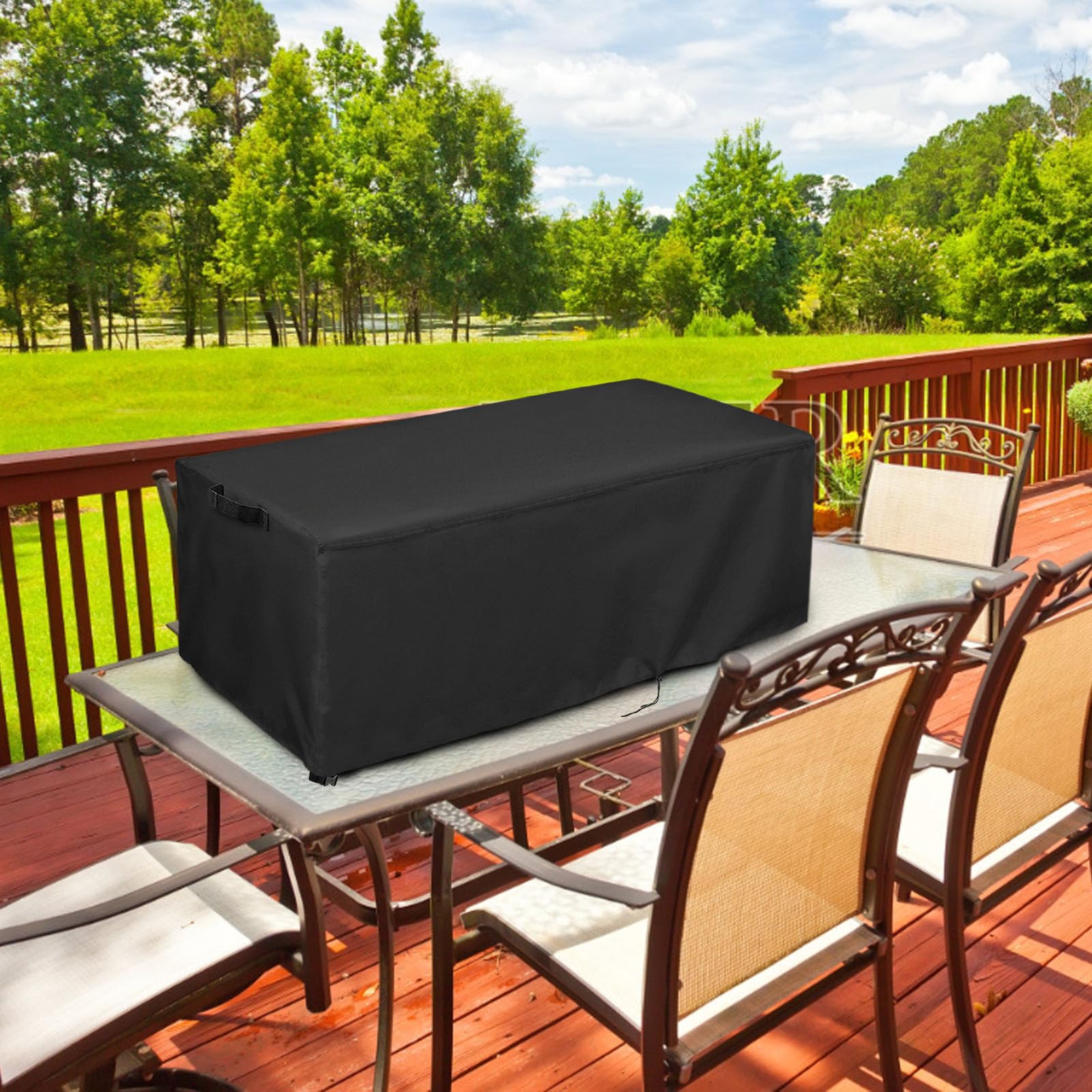 15 Inch Fire Pit Cover - Heavy Duty 600D Waterproof Outdoor Fireplace Cover for Rectangular Fire Pits (14x6x7 Inch) - Protects from Rain, Snow & Debris - Perfect for Patio, Backyard & Camping Use