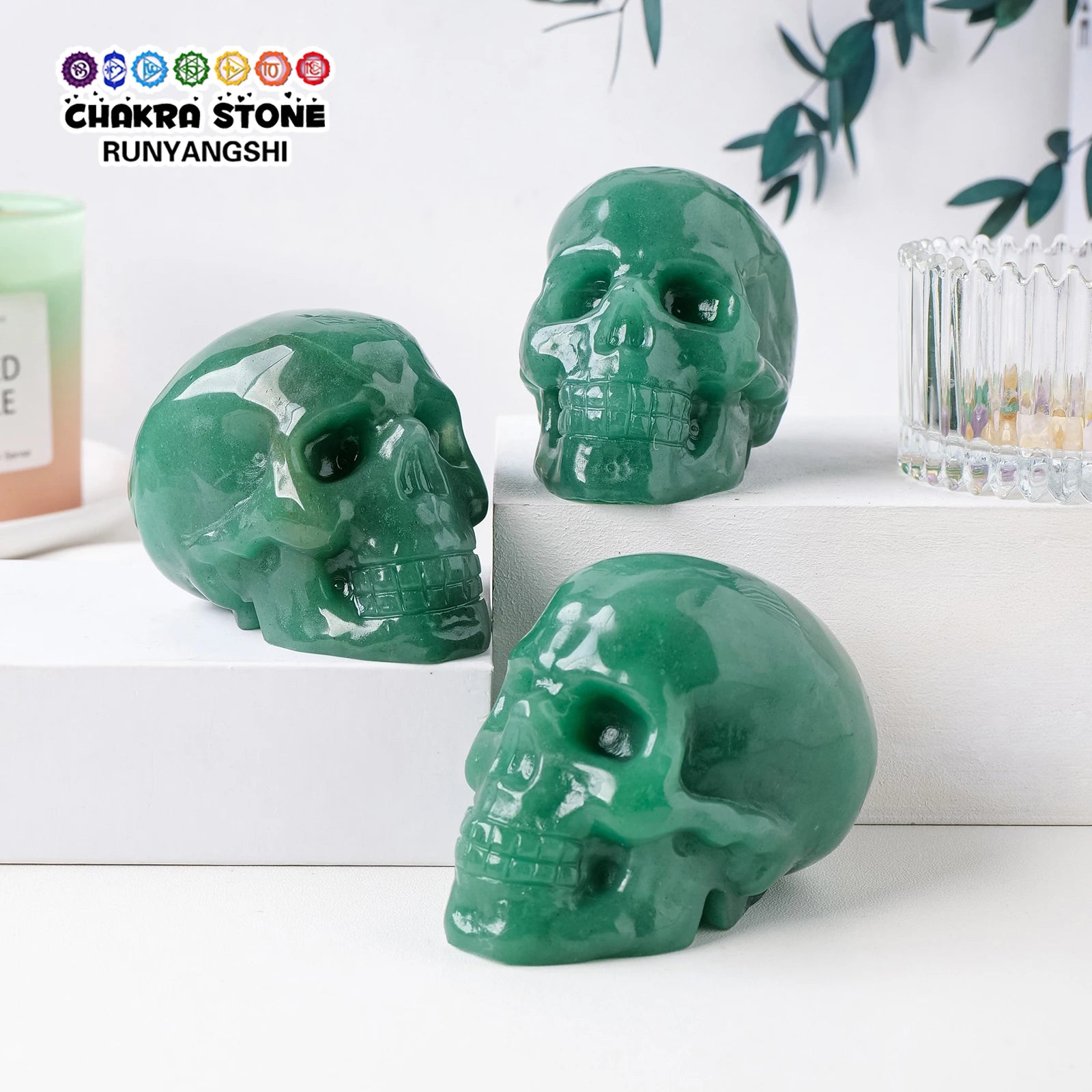 Natural Aventurine Quartz Crystal Skull - Handcrafted Home Decor, Healing Stone for Positive Energy, Unique Easter & Halloween Gift Idea for Spiritual Healing and Meditation