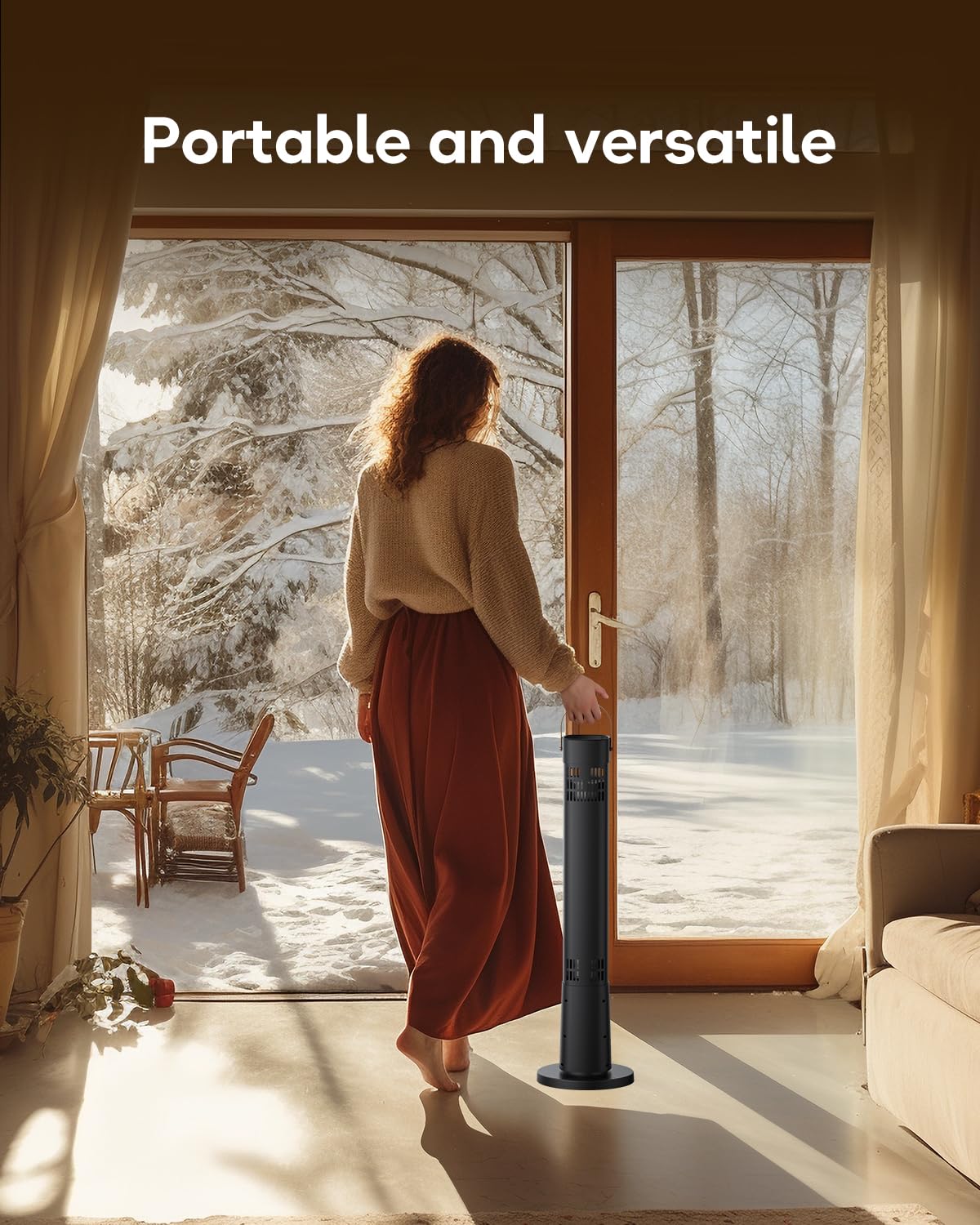 **Black Electric Patio Heater - Indoor/Outdoor Infrared Space Heater with 60° Oscillation, Timer & Remote - Perfect for Patio, Gazebo, Deck & Winter Nights**