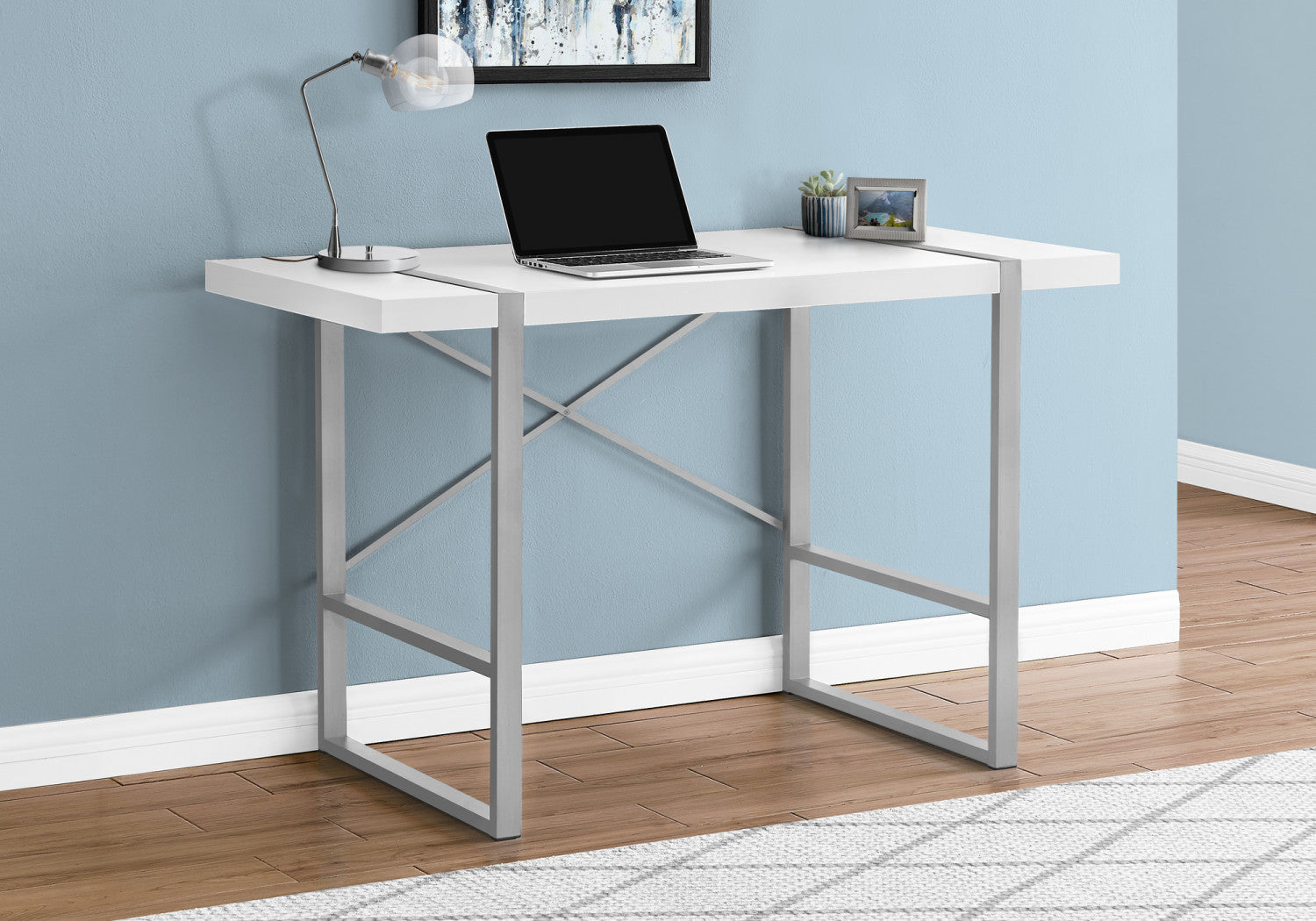 White Dray Desk - Modern Home Office Desk for Remote Work & Study | Ergonomic Design for Small Spaces & Apartments