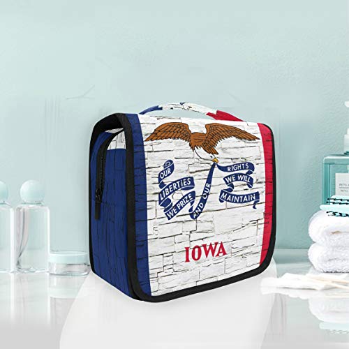 Iowa State Flag Waterproof Makeup Bag - Travel Toiletry Organizer for Cosmetics & Toiletries