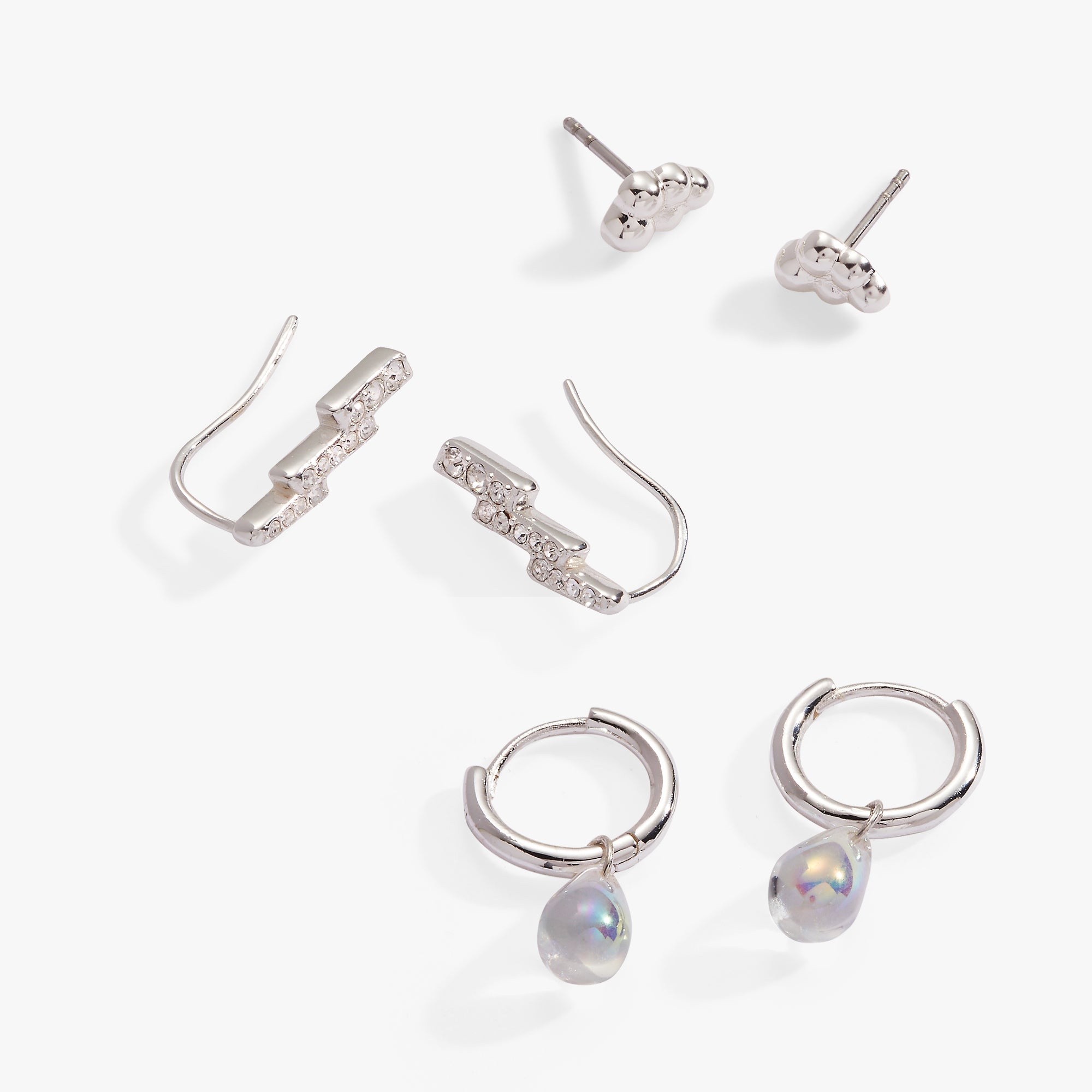 3-Piece Cloud Earrings Set - Dainty Silver Hoop Earrings for Women - Perfect for Everyday Wear, Gifts & Boho Style