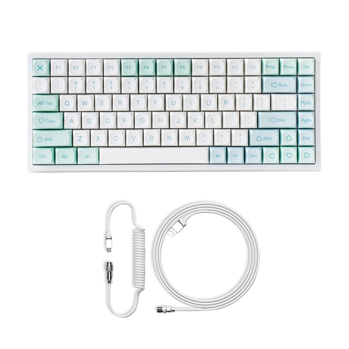 YUNZII Mint 84 Hot-Swap Wired Mechanical Gaming Keyboard with Gateron Red Switches - Mint Green & White Coiled Cable | Compact 75% Layout for PC Gaming, Typing & Office Work