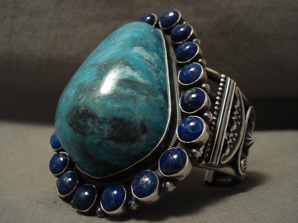 167g Ben Begaye Native American Turquoise Lapis Silver Bracelet - Handmade Southwest Jewelry for Women, Boho Chic Accessories, Perfect for Festivals & Special Occasions