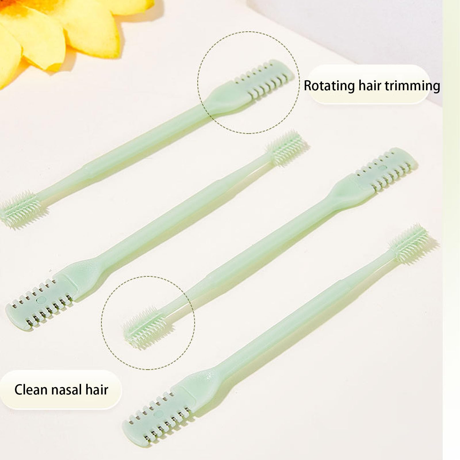 2-in-1 Manual Nose & Ear Hair Trimmer for Men & Women - 360° Rotating Nasal Hair Razor Cutter with Ear Wax Cleaner (Green) - Perfect for Travel, Grooming Kits & Personal Hygiene Care