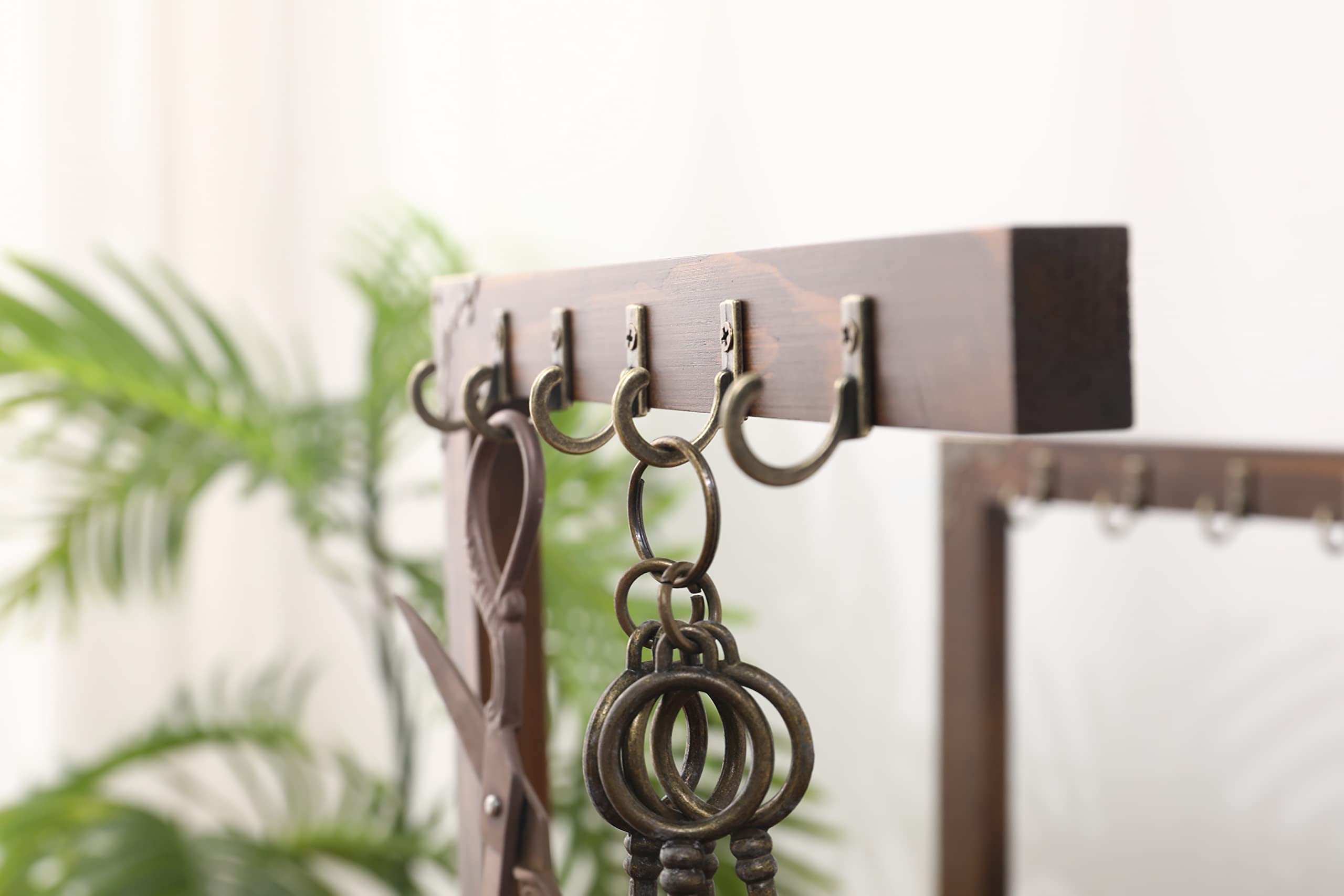 Rustic Wooden Entryway Key Holder with Storage Tray & Brass Hooks - Wall Mounted Organizer for Keys, Jewelry & Small Items | Perfect for Home, Office & Apartment Entryway Decor