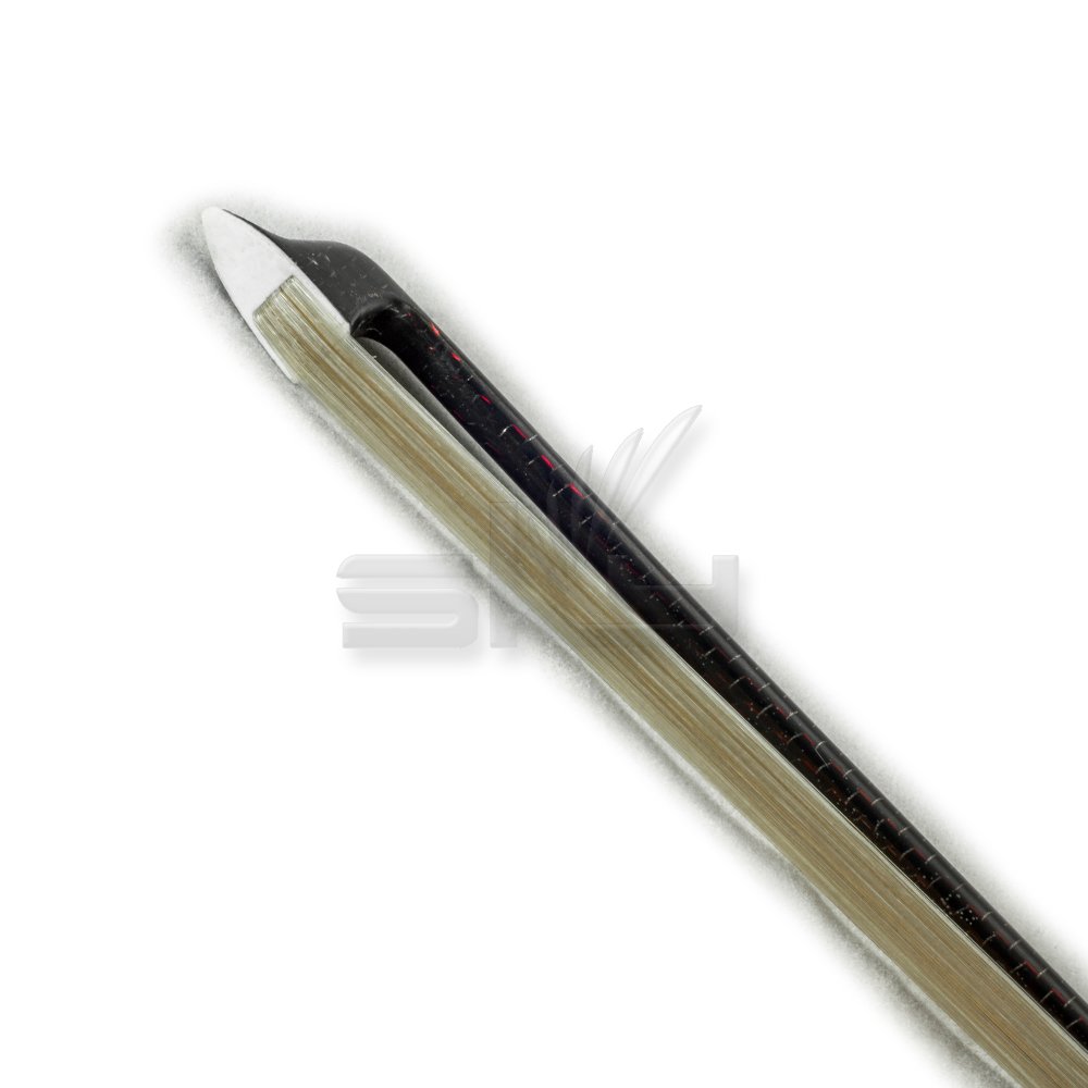Premium Carbon Fiber Violin Bow with Red Silver Inlaid Pattern - Round Silver Wrap & Cupronickel Parts - Fleur De Lys Design - Fully-Lined Abalone - Perfect for Professional Performances, Student Practice & Orchestra Use