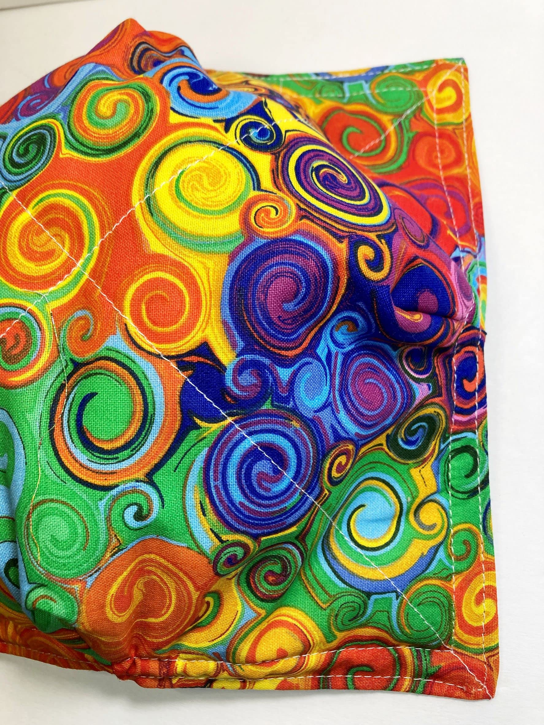 2 Pack Rainbow Swirls Cotton Bowl Cozies - Microwave & Oven Safe Hot Pads for 8 Inch Bowls - Colorful Novelty Fabric Kitchen Accessories - Perfect for Serving Hot Dishes, Soups, and Snacks Safely