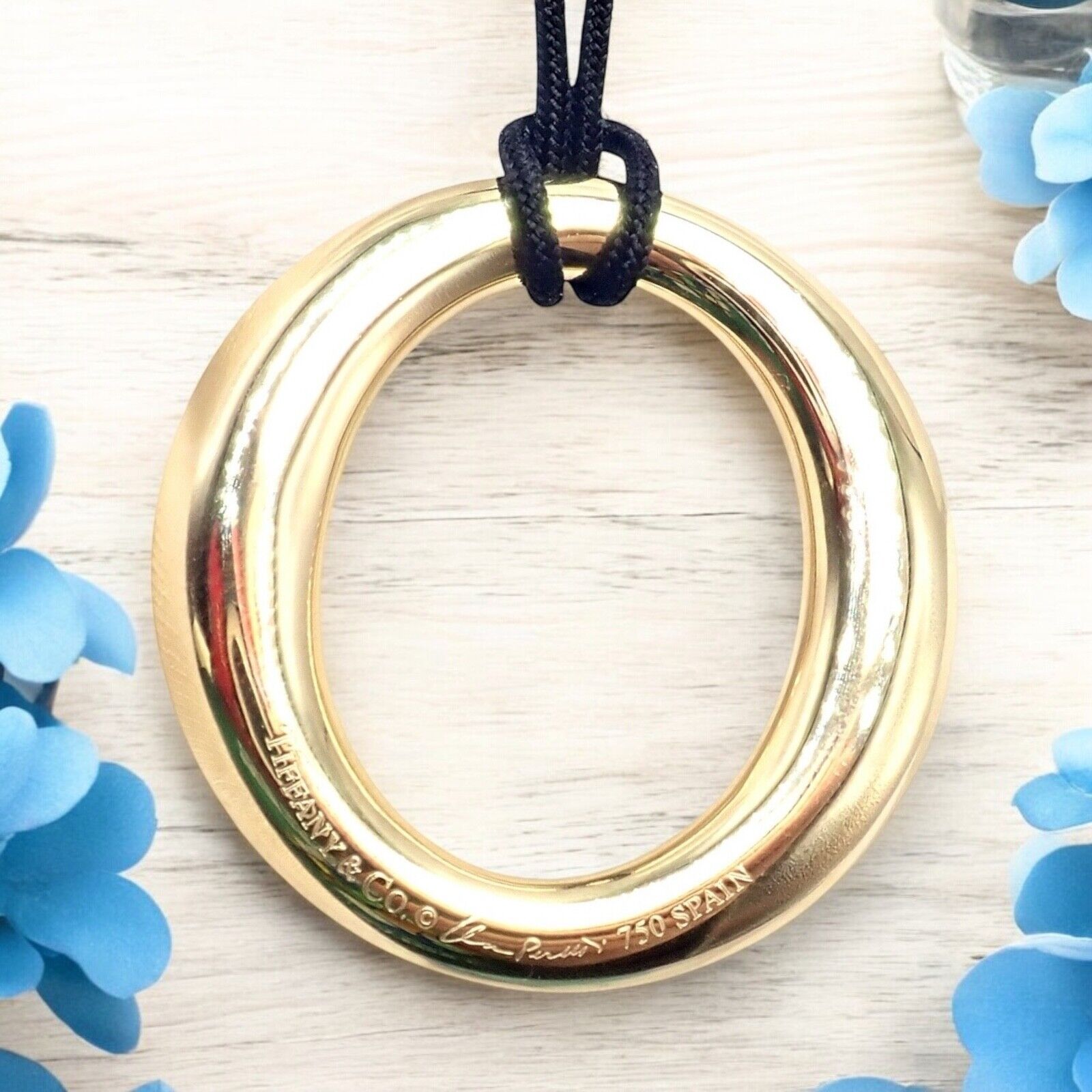 Tiffany & Co 18k Yellow Gold Elsa Peretti Medium 35mm Sevillana Necklace - Elegant Jewelry Gift for Women, Perfect for Weddings, Anniversaries & Special Occasions