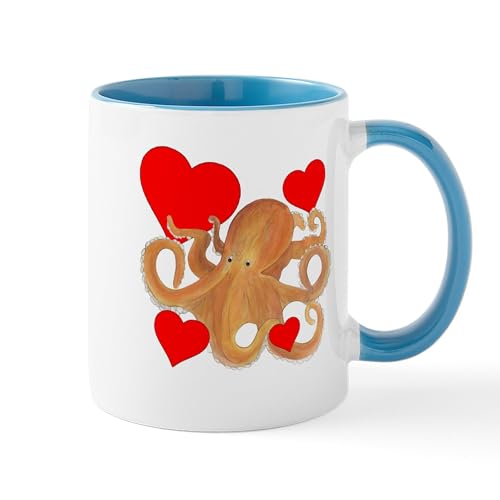 White/Blue Inside - Valentine Octopus Mug