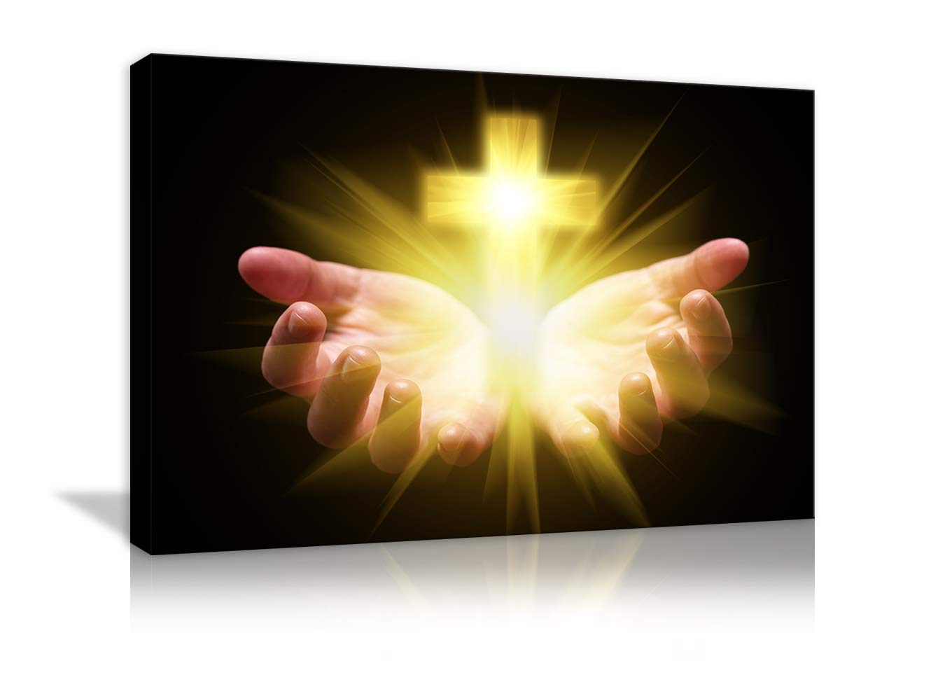 AMEMNY Sunset Cross Wall Art - Modern Canvas Painting & Framed Print for Home Decor, Living Room, Bedroom - Ready to Hang Christian Wall Decor & Religious Gifts