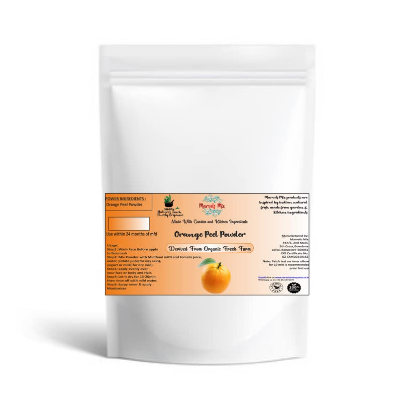 Marvels Mix Orange Peel Powder (100g) - Natural Exfoliant for Skin Care & DIY Beauty Recipes - Perfect for Face Masks, Scrubs & Homemade Cosmetics