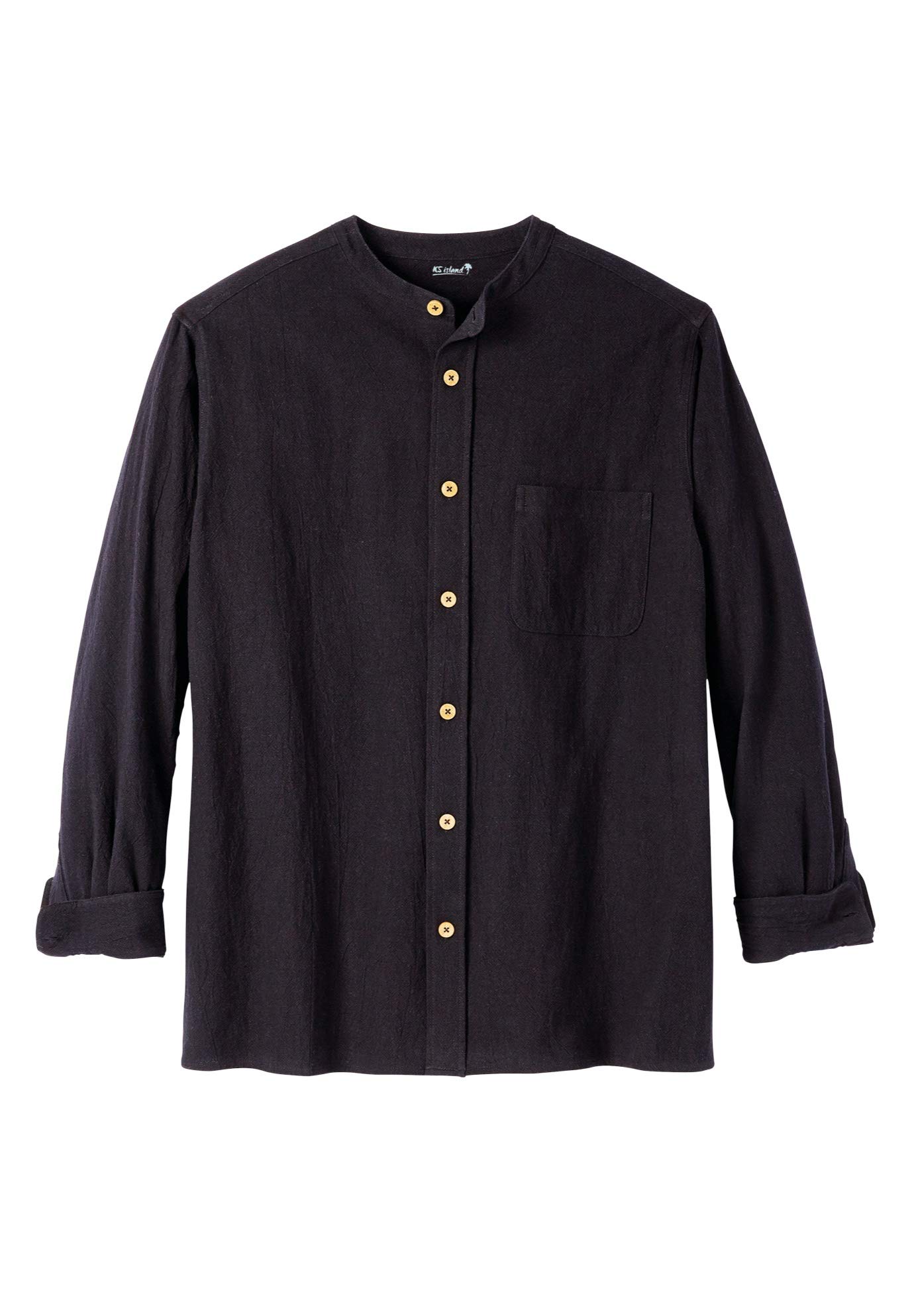KingSize Men's Big & Tall Gauze Mandarin Collar Shirt - Breathable Summer Casual Button Down Shirt for Plus Size Men | Perfect for Outdoor Activities, Beach Wear & Relaxing