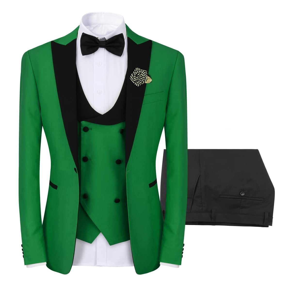 YFFUSHI Men's Slim Fit 3 Piece Suit Set - One Button Blazer, Vest & Dress Pants for Wedding, Prom & Business | Formal Occasion Outfit