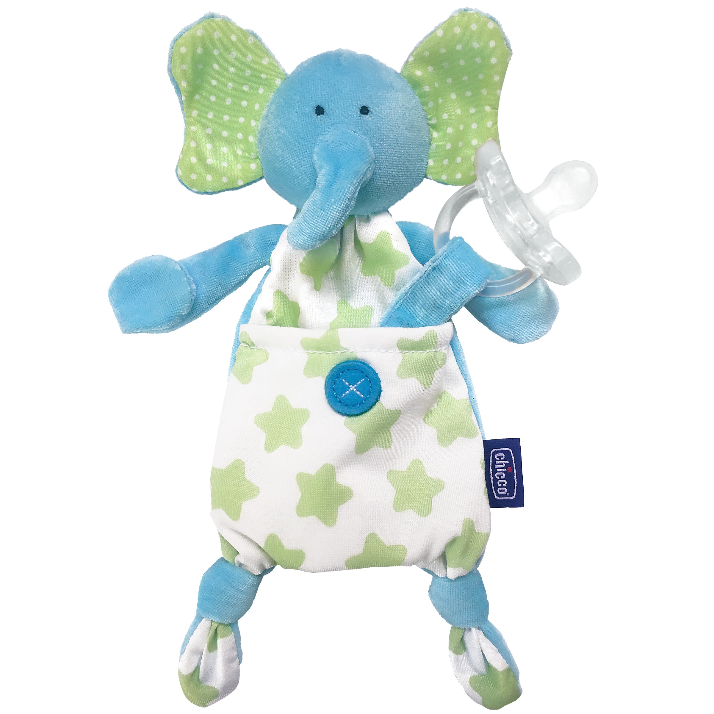 Chicco Pocket Buddies Soft Pacifier Lovey - Soothing Baby Security Blanket for Naptime & Travel | Cute Plush Toy for Infants & Toddlers